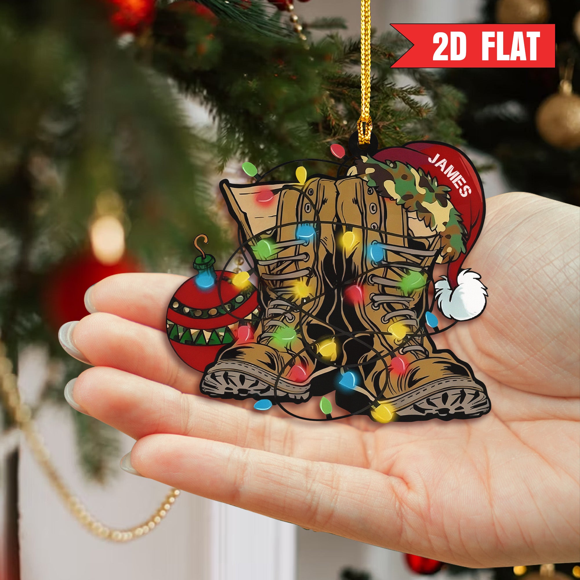 US Veteran Military Boots Personalized Acrylic Ornament