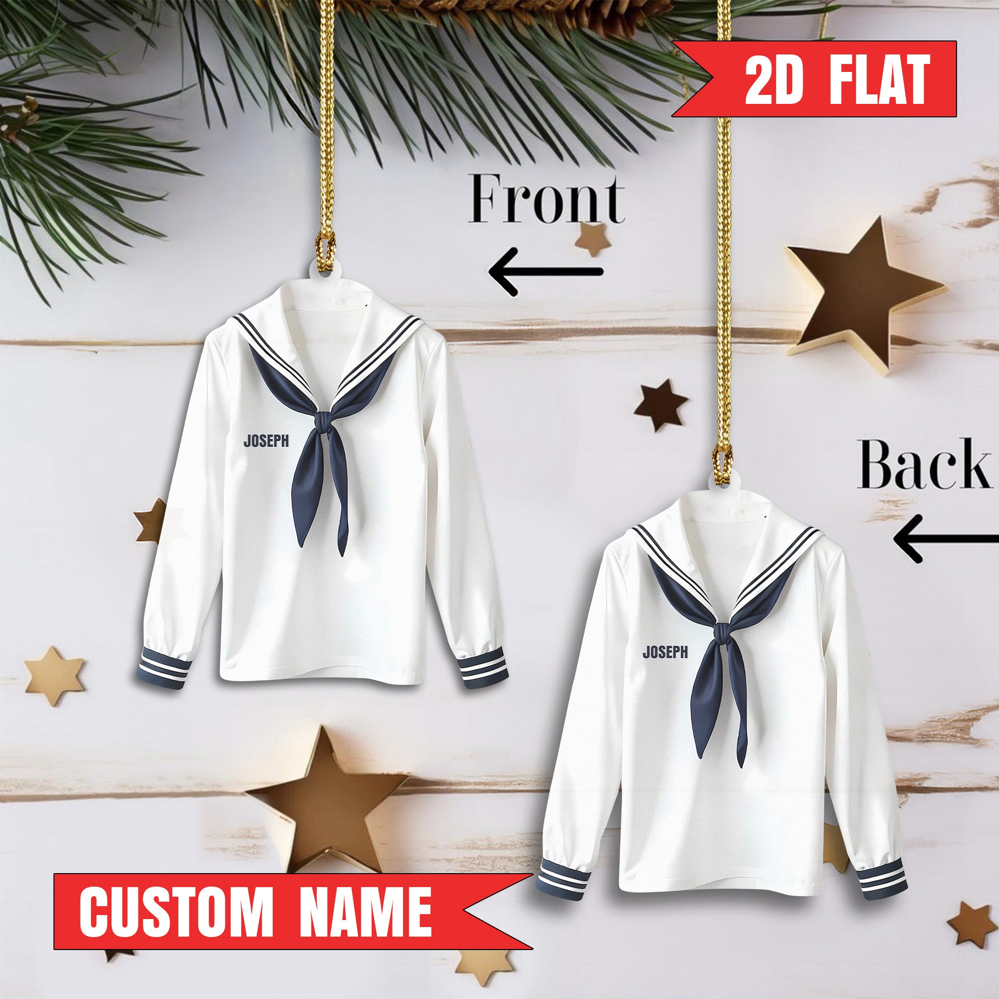 US Navy Sailor Outfit Personalized Acrylic Ornament