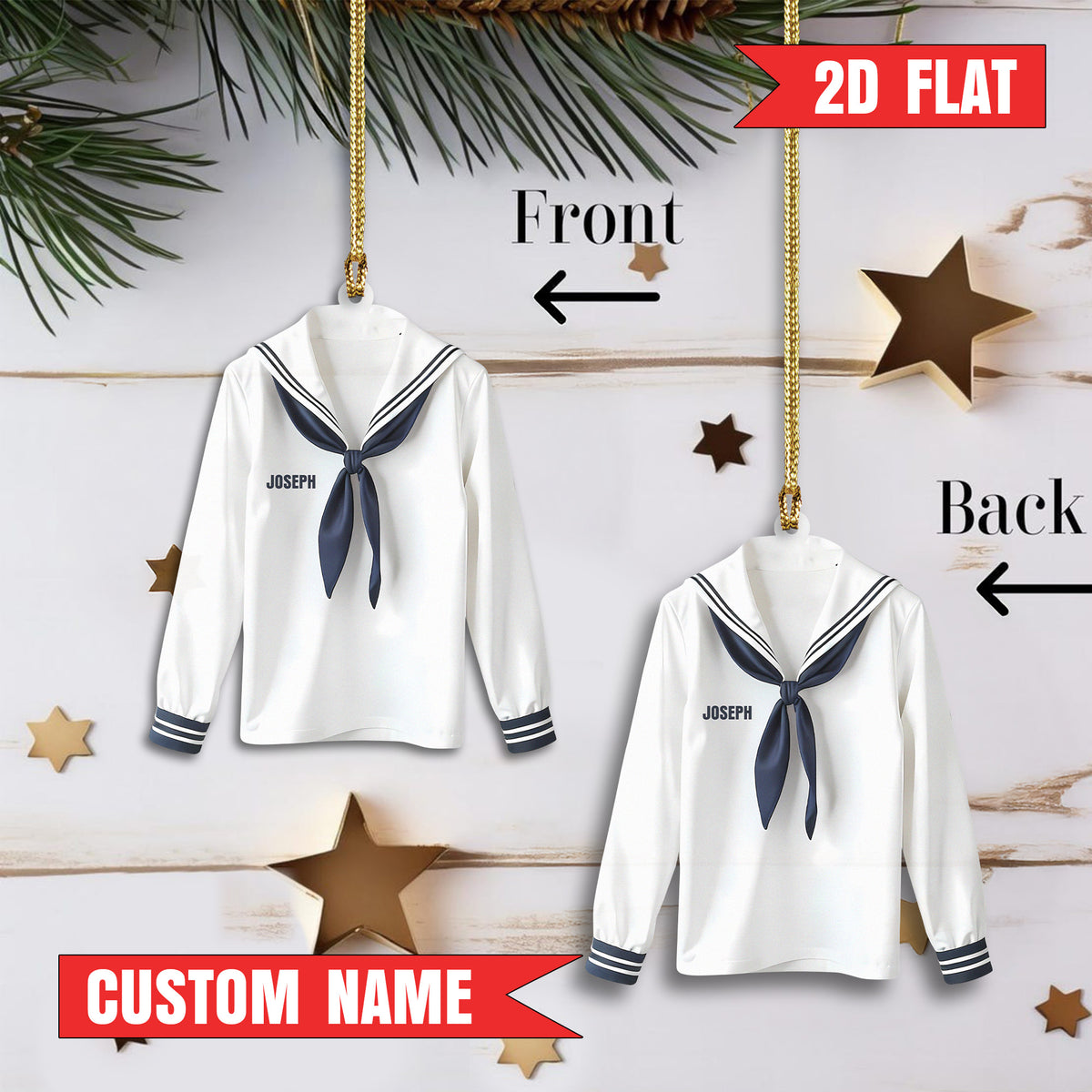 US Navy Sailor Outfit Personalized Acrylic Ornament