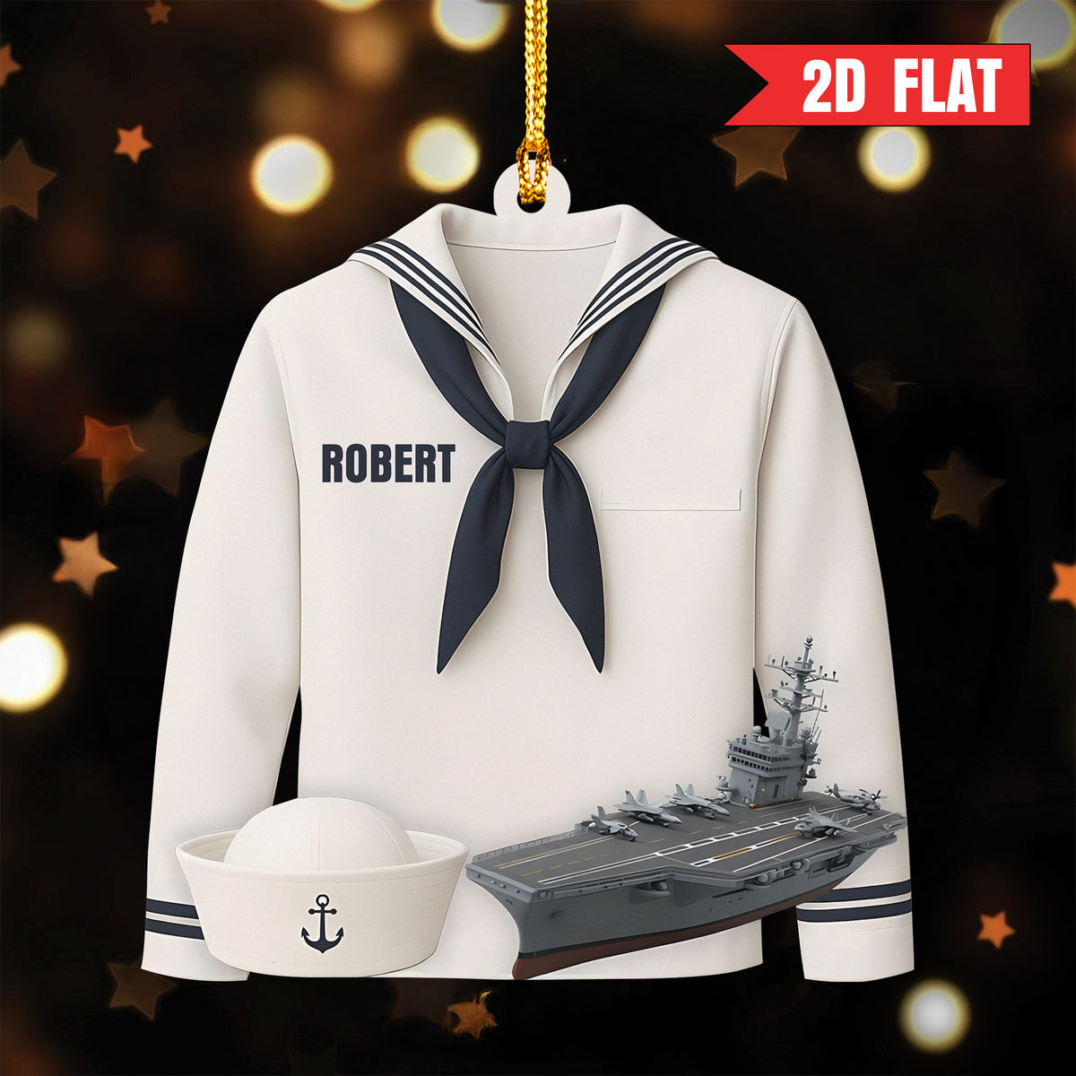 US Navy Sailor Outfit Personalized Acrylic Ornament Main image