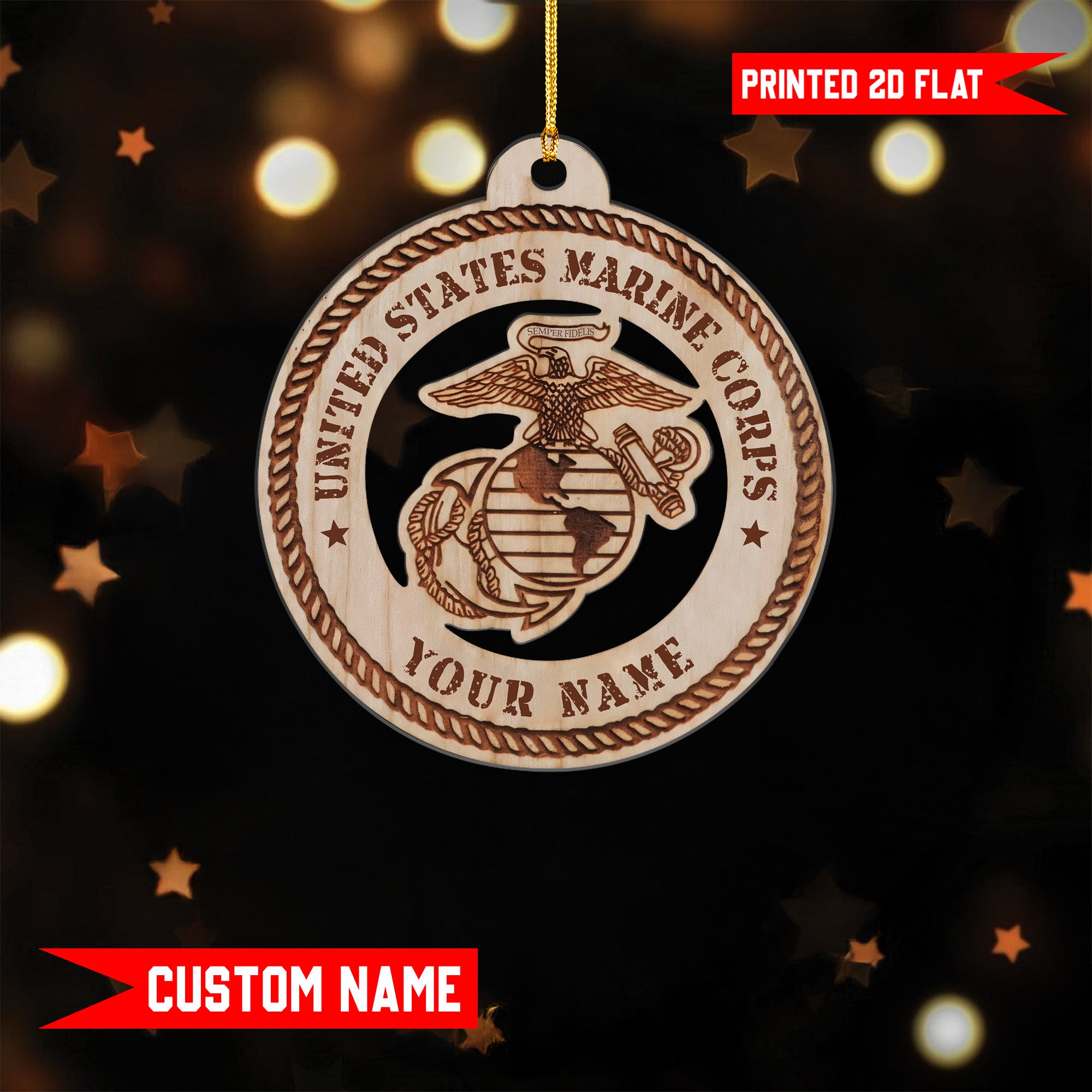 USMC Veteran Pride Personalized Acrylic Ornament