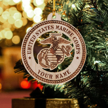 USMC Veteran Pride Personalized Acrylic Ornament