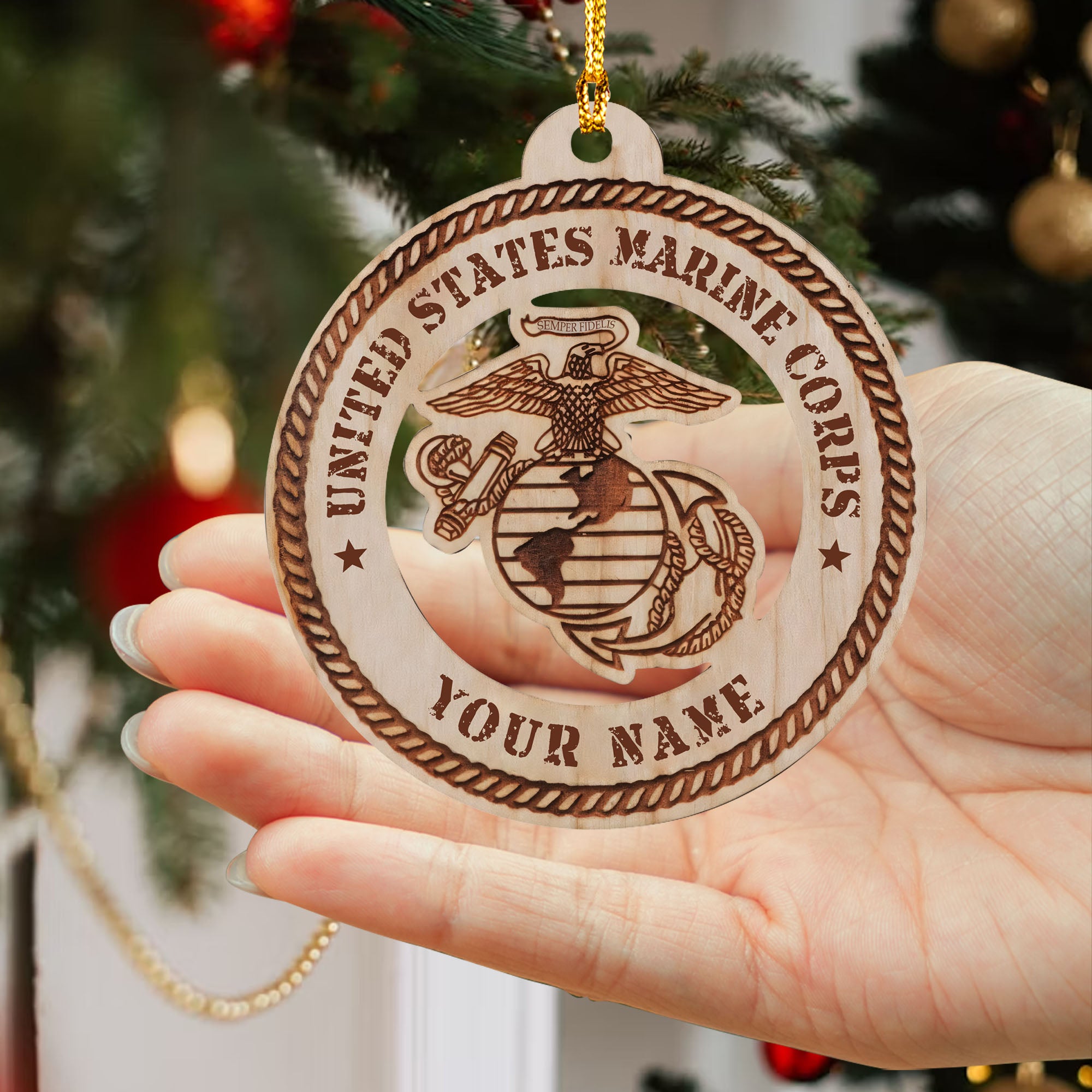 USMC Veteran Pride Personalized Acrylic Ornament