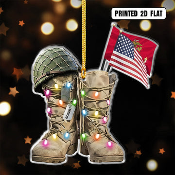 USMC Veteran Pride Personalized Acrylic Ornament