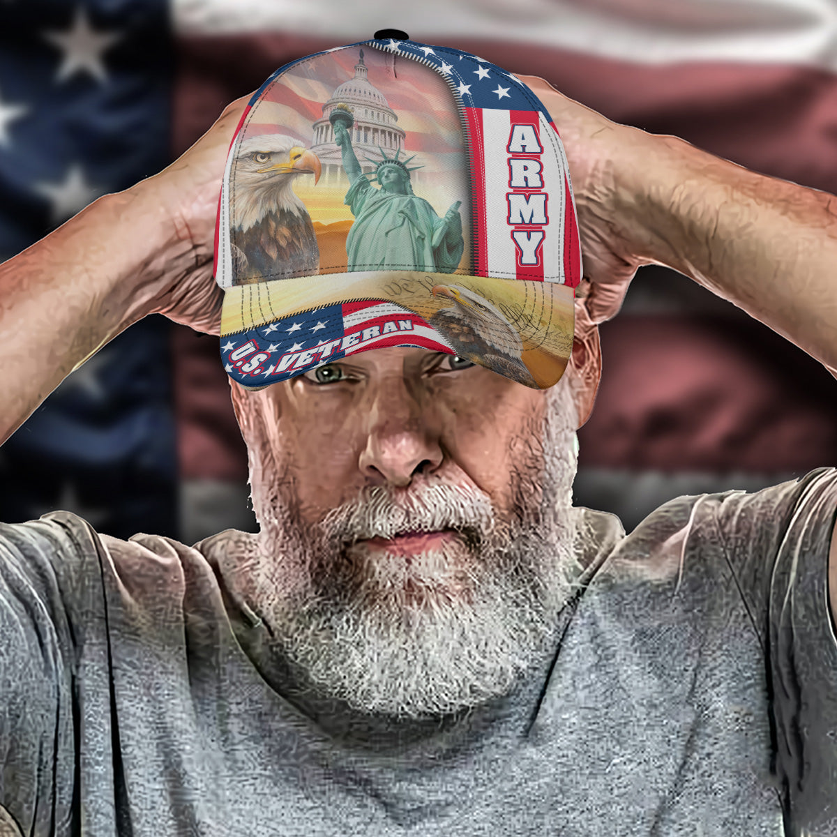 American Eagle Veteran All-over Print Baseball Cap