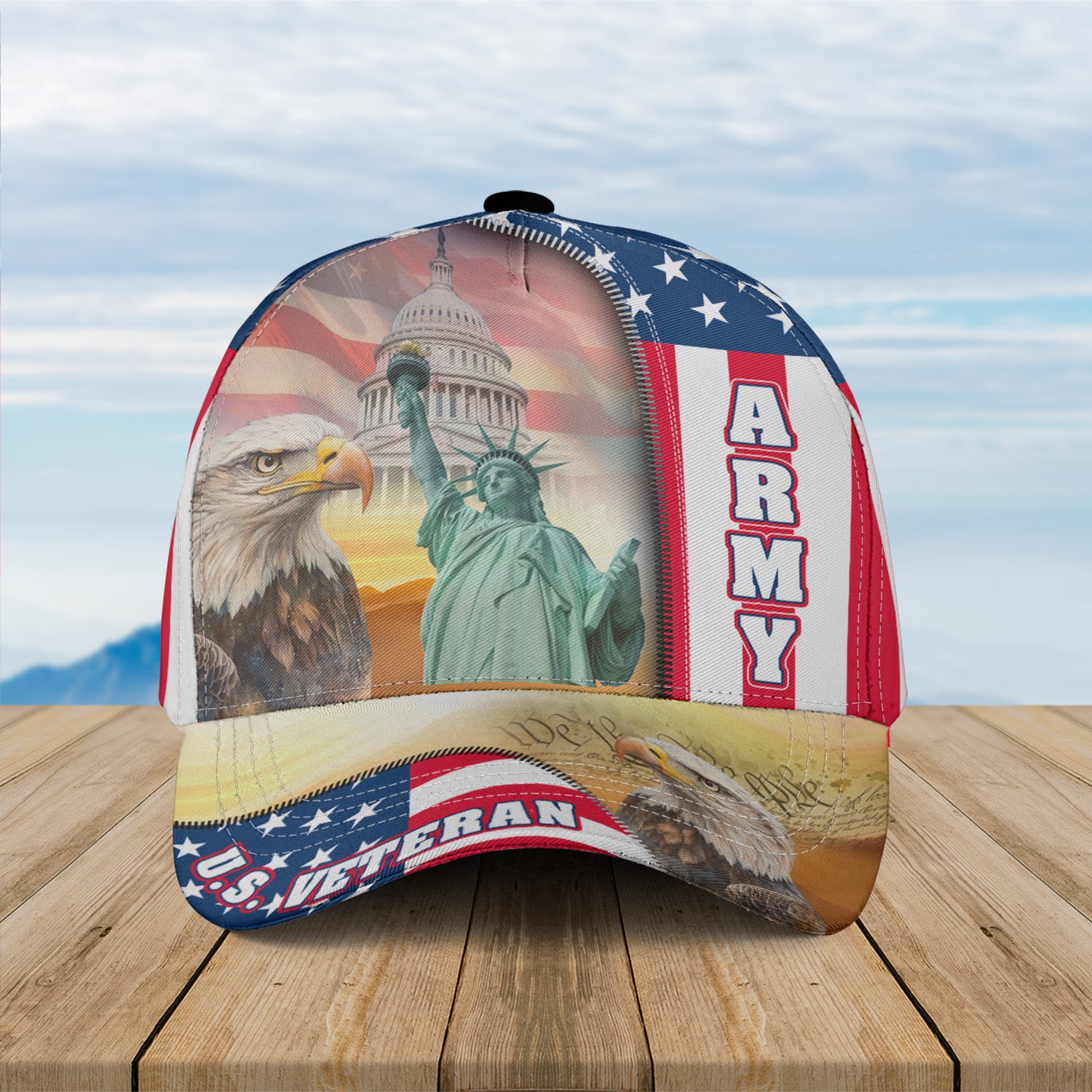 American Eagle Veteran All-over Print Baseball Cap