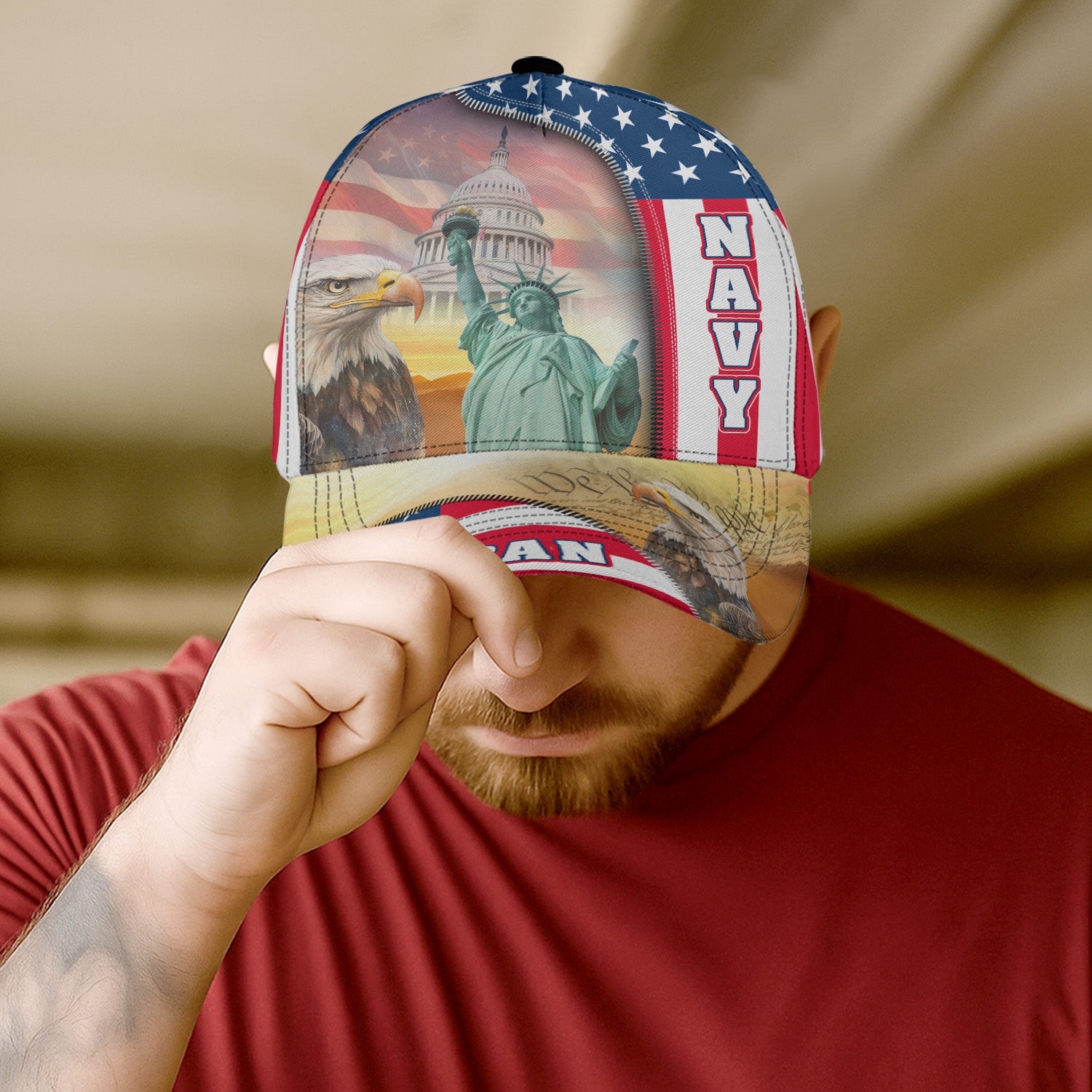 American Eagle Veteran All-over Print Baseball Cap