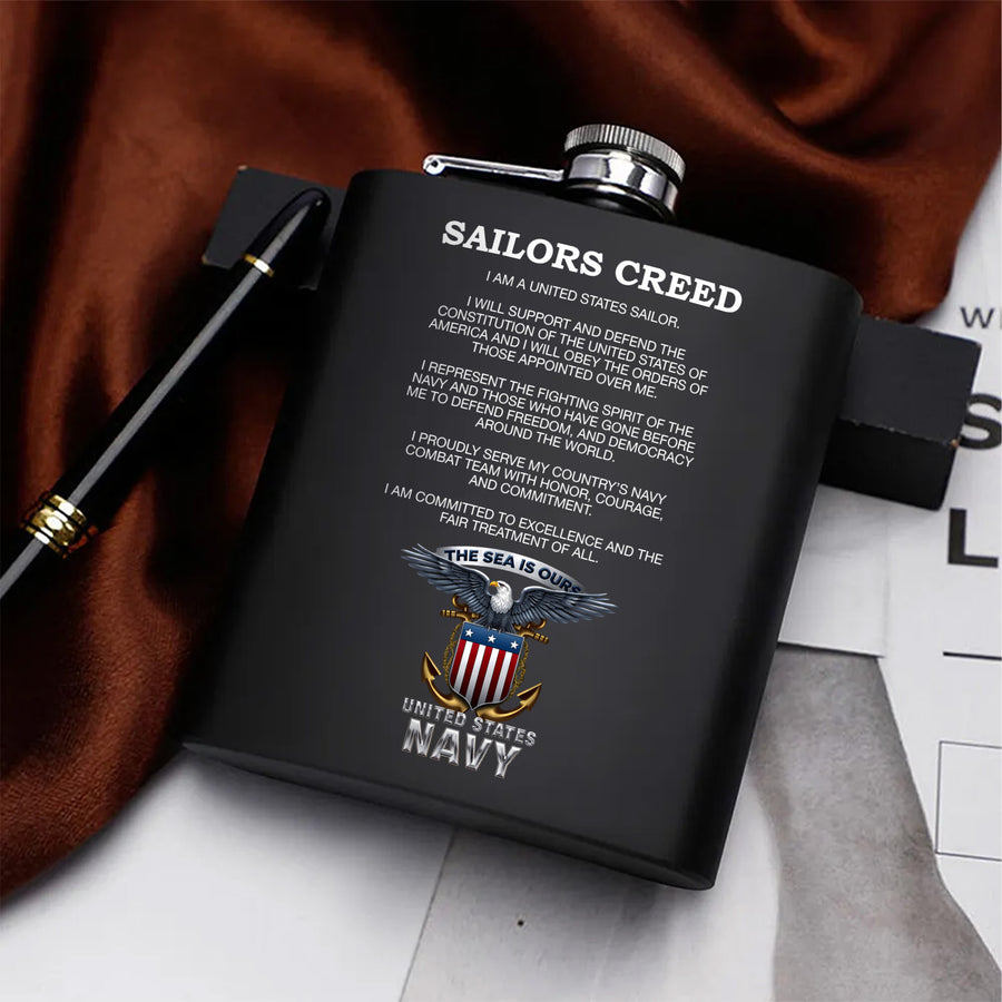 Sailor's Creed US Navy Hip Flask Set