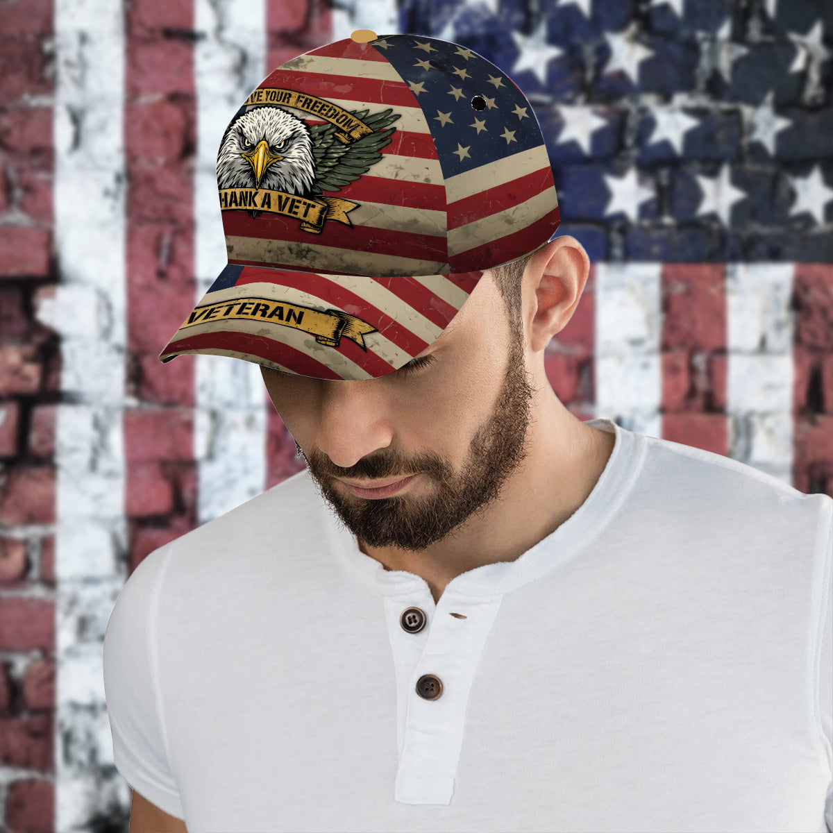 Thank a Vet Love Freedom All-Over Print Baseball Cap