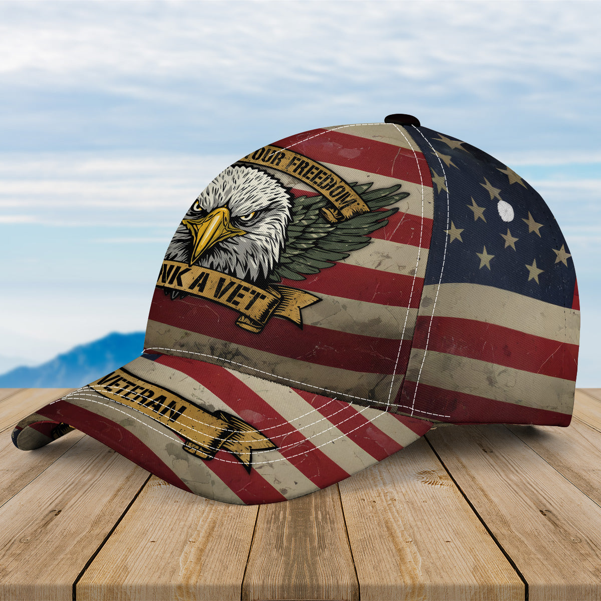 Thank a Vet Love Freedom All-Over Print Baseball Cap