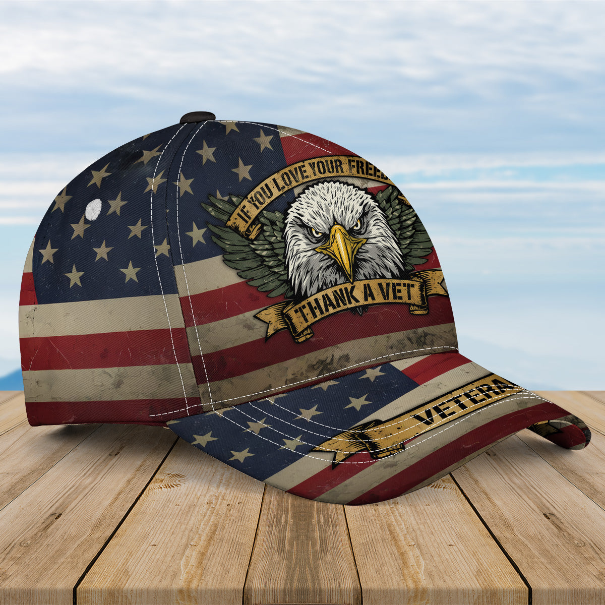 Thank a Vet Love Freedom All-Over Print Baseball Cap