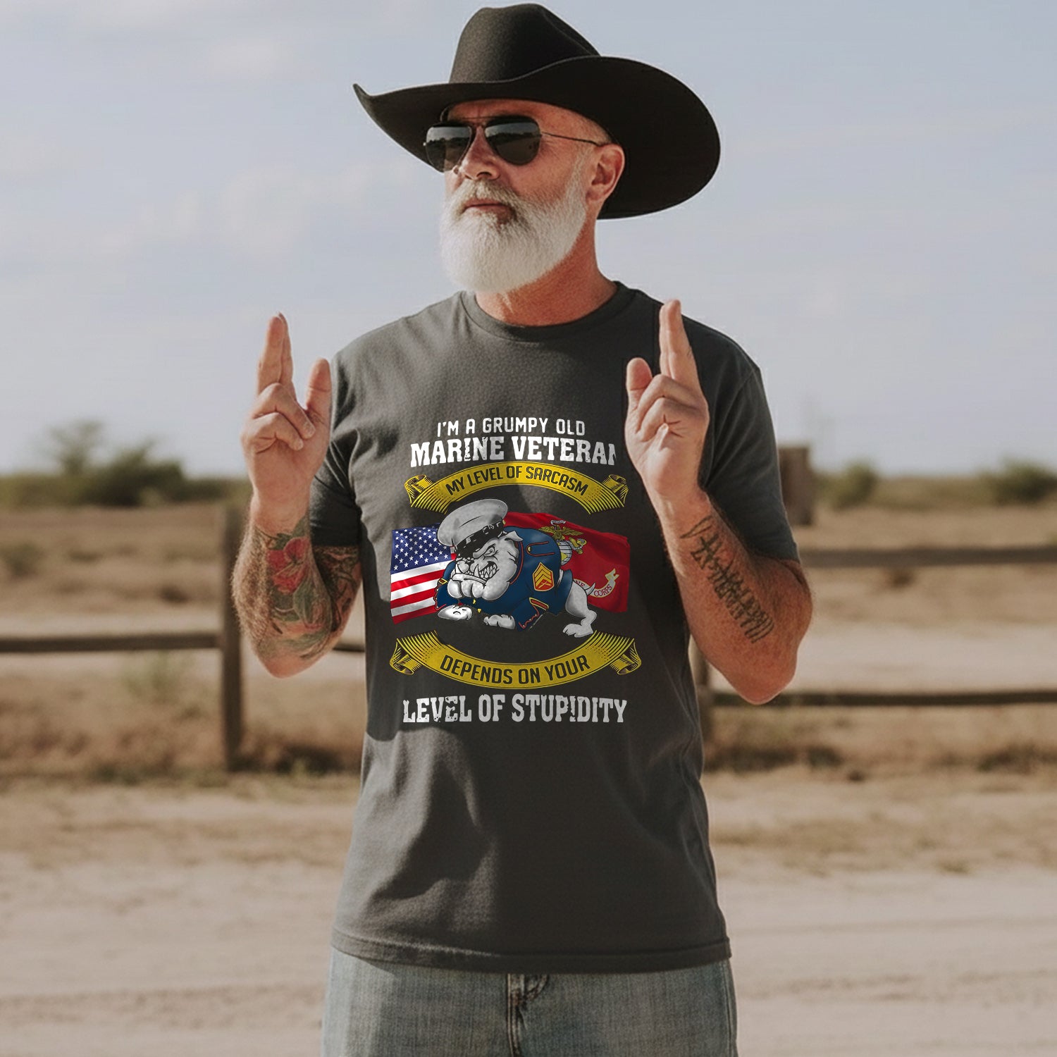 I'm a Grumpy Old Marine Veteran My Level T-Shirt