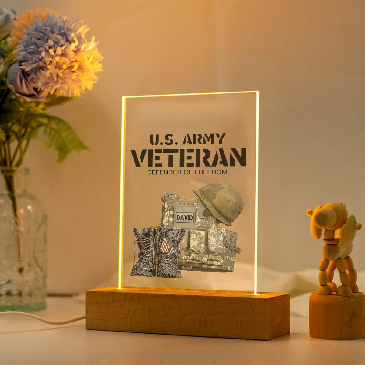US Army Veteran Honor Personalized Led Night Light Main image