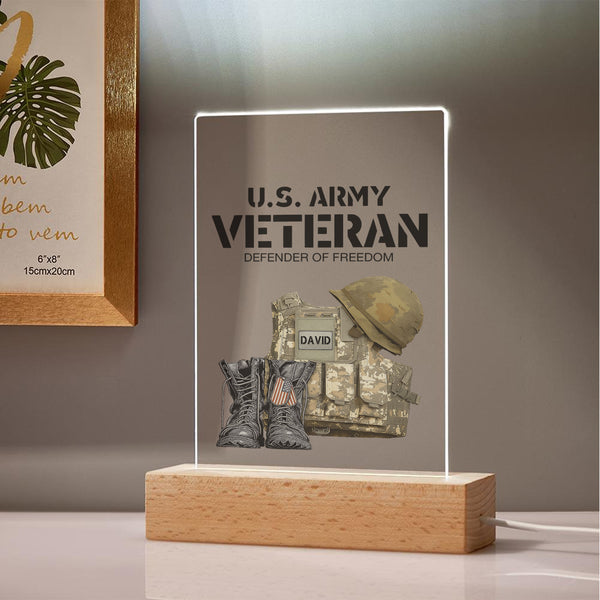 US Army Veteran Defender of Freedom Personalized LED Night Light