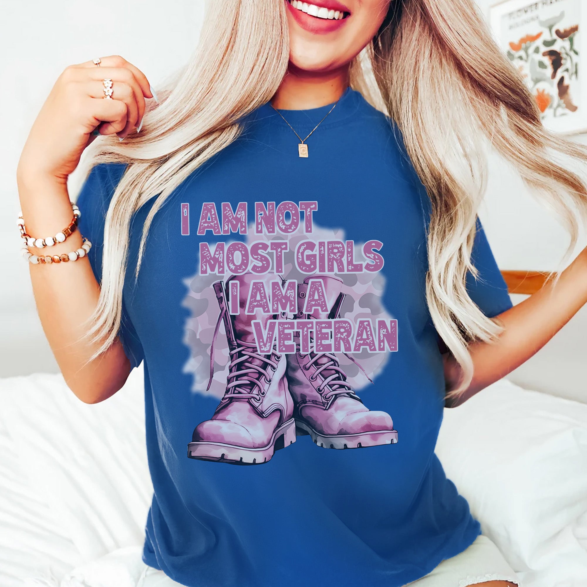 I Am Not Most Girls I Am a Veteran Pink T-Shirt