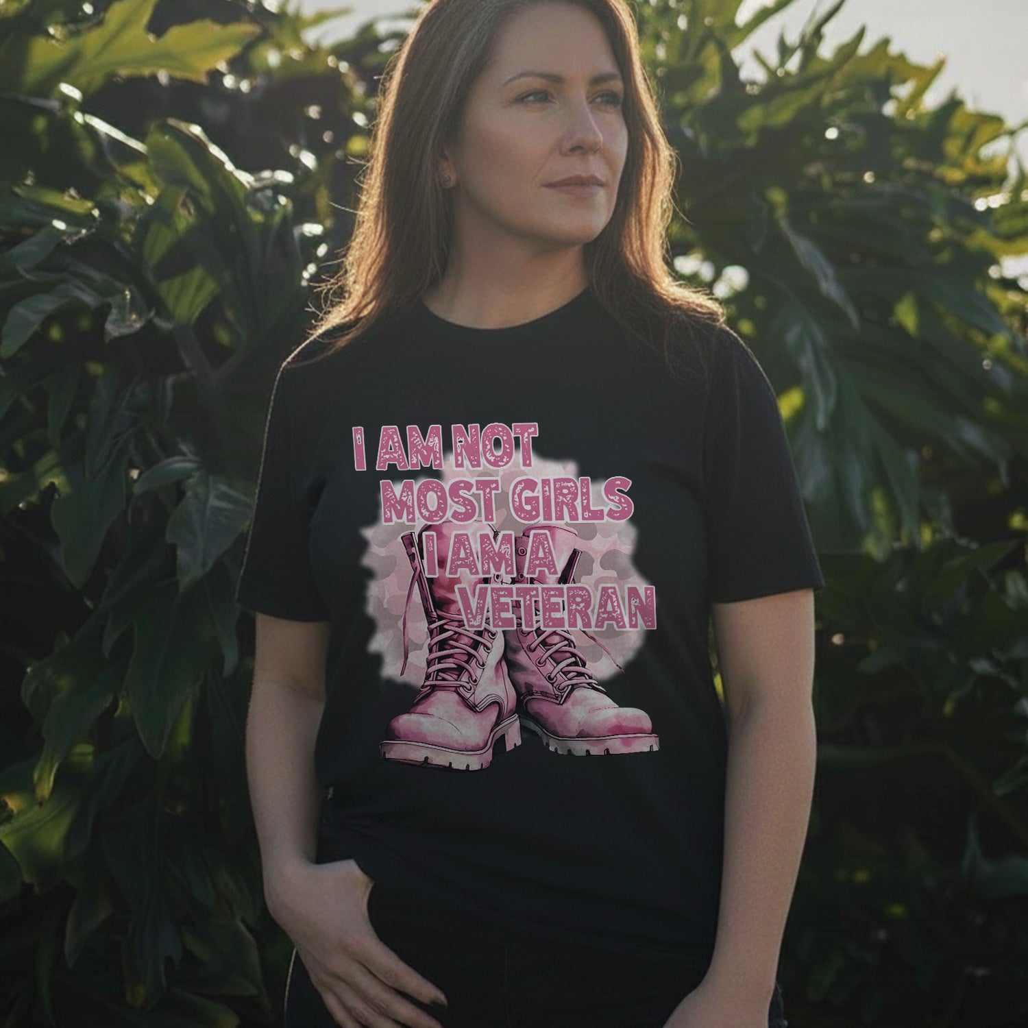 I Am Not Most Girls I Am a Veteran Pink T-Shirt Secondary image