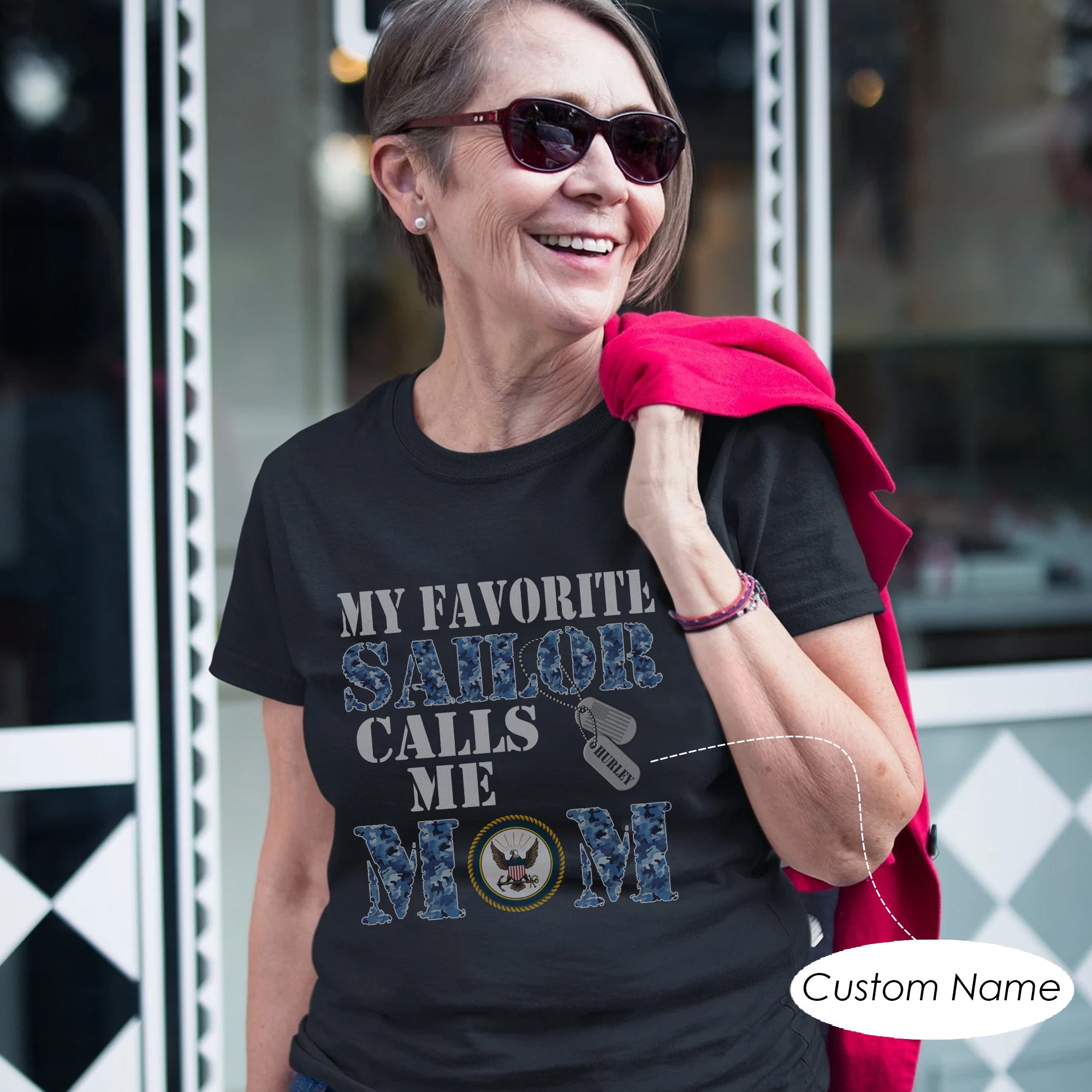 My Favorite Sailor Calls Me Mama US Navy Military Family Pride Personalized T-Shirt