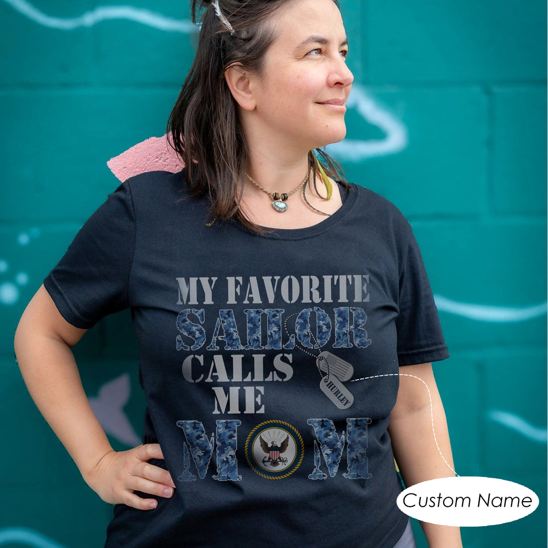 My Favorite Sailor Calls Me Mama US Navy Military Family Pride Personalized T-Shirt