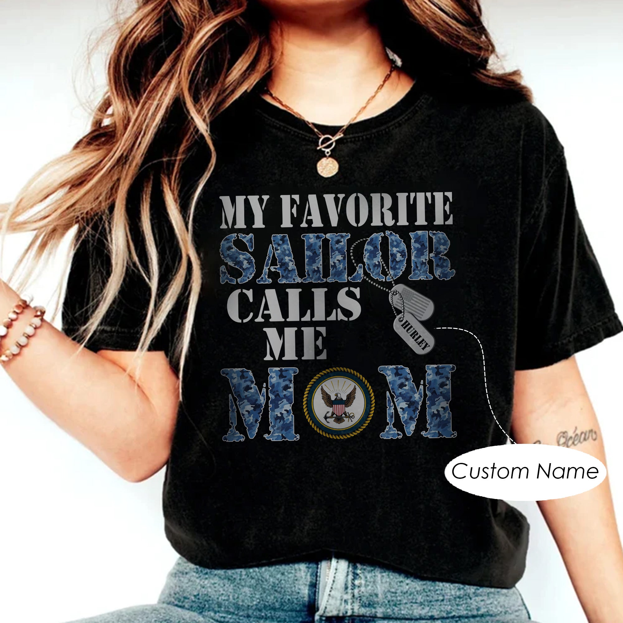 My Favorite Sailor Calls Me Mama US Navy Military Family Pride Personalized T-Shirt