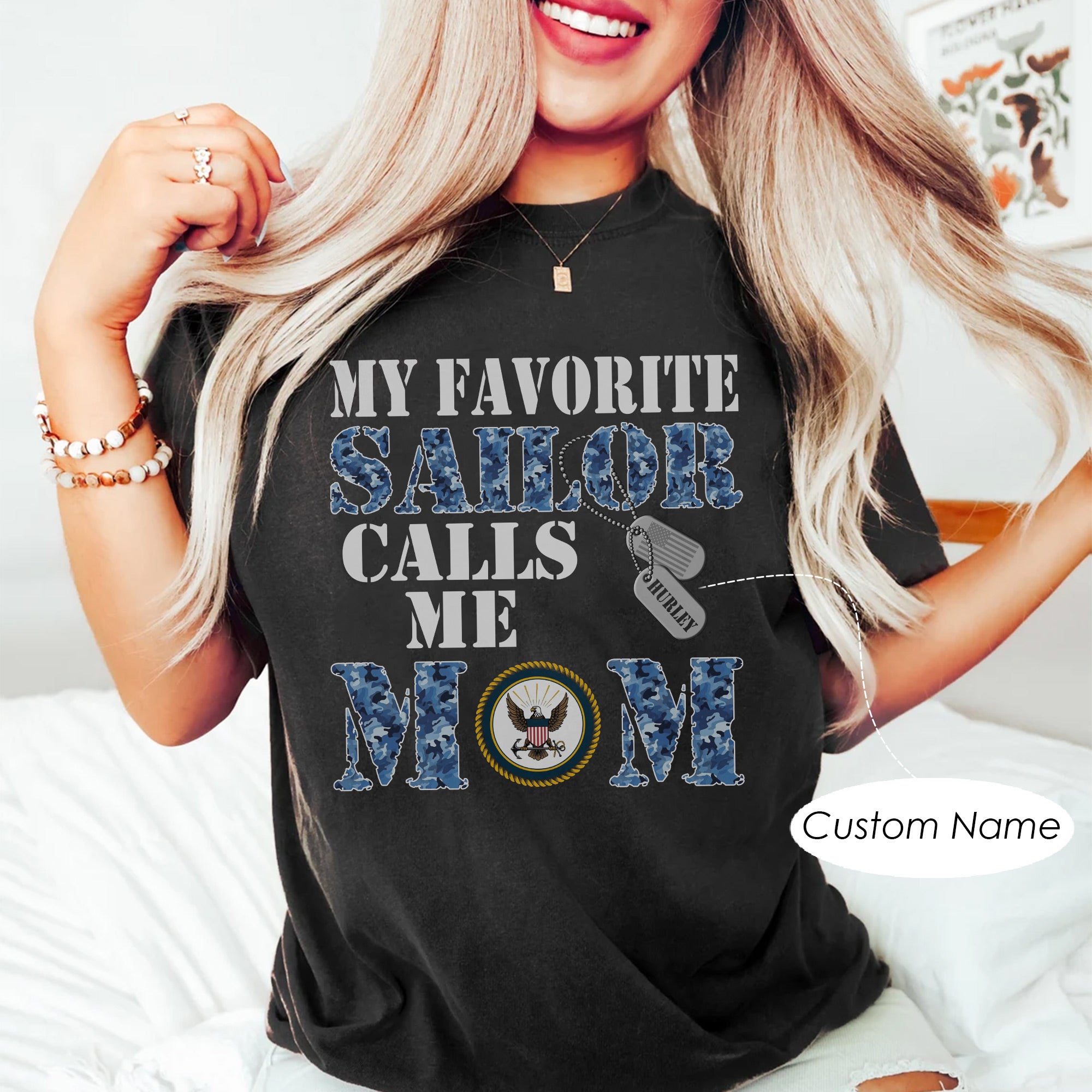 My Favorite Sailor Calls Me Mama US Navy Military Family Pride Personalized T-Shirt