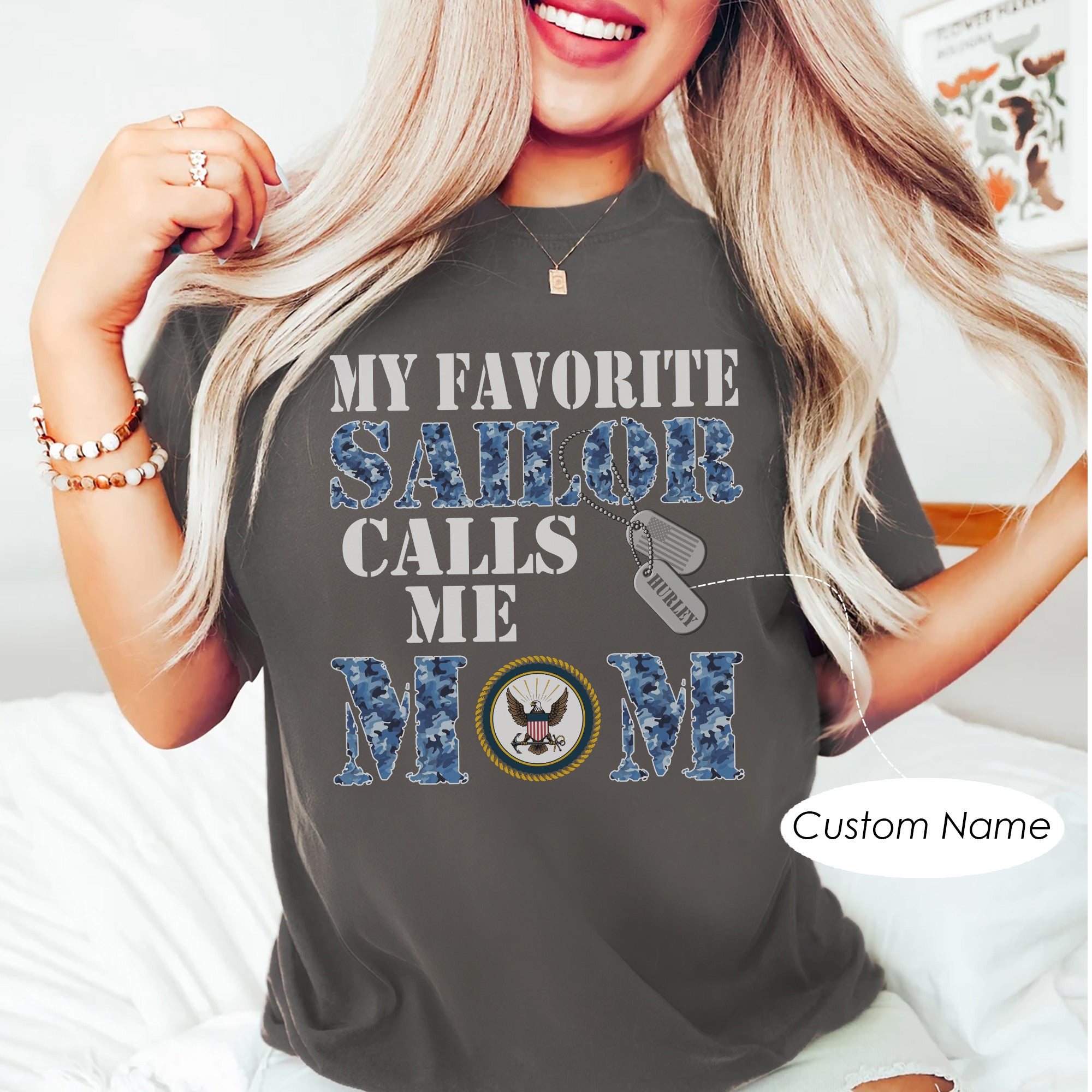 My Favorite Sailor Calls Me Mama US Navy Military Family Pride Personalized T-Shirt