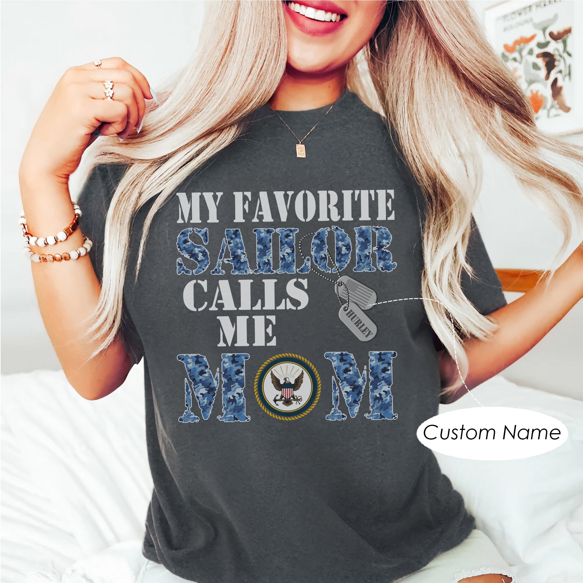 My Favorite Sailor Calls Me Mama US Navy Military Family Pride Personalized T-Shirt
