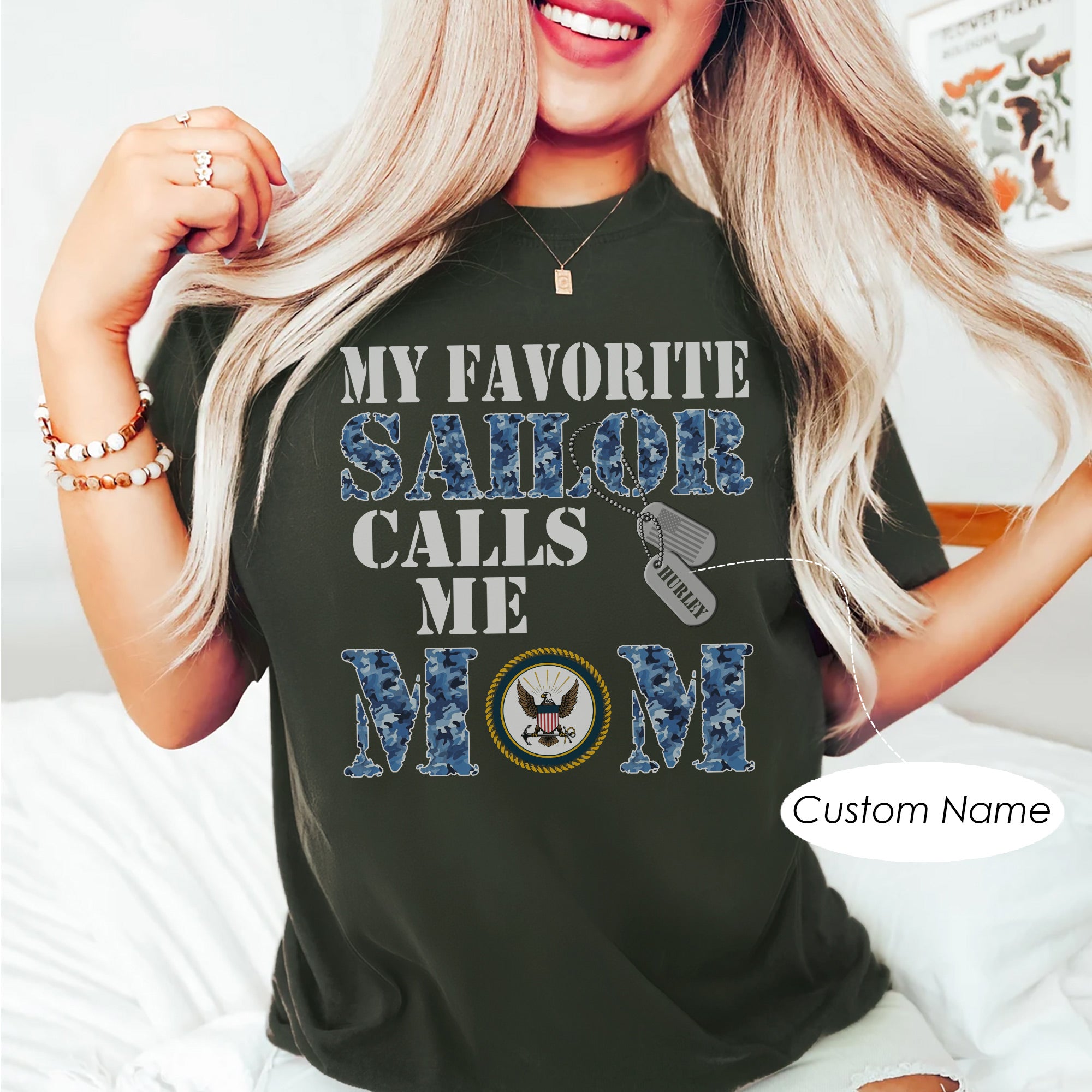 My Favorite Sailor Calls Me Mama US Navy Military Family Pride Personalized T-Shirt