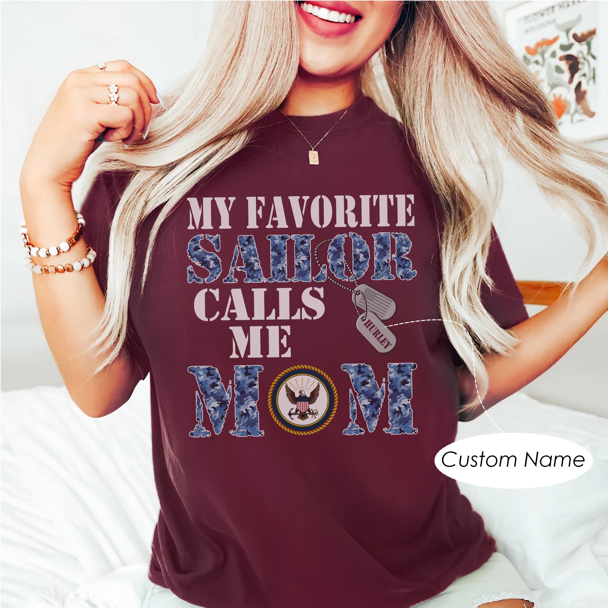 My Favorite Sailor Calls Me Mama US Navy Military Family Pride Personalized T-Shirt