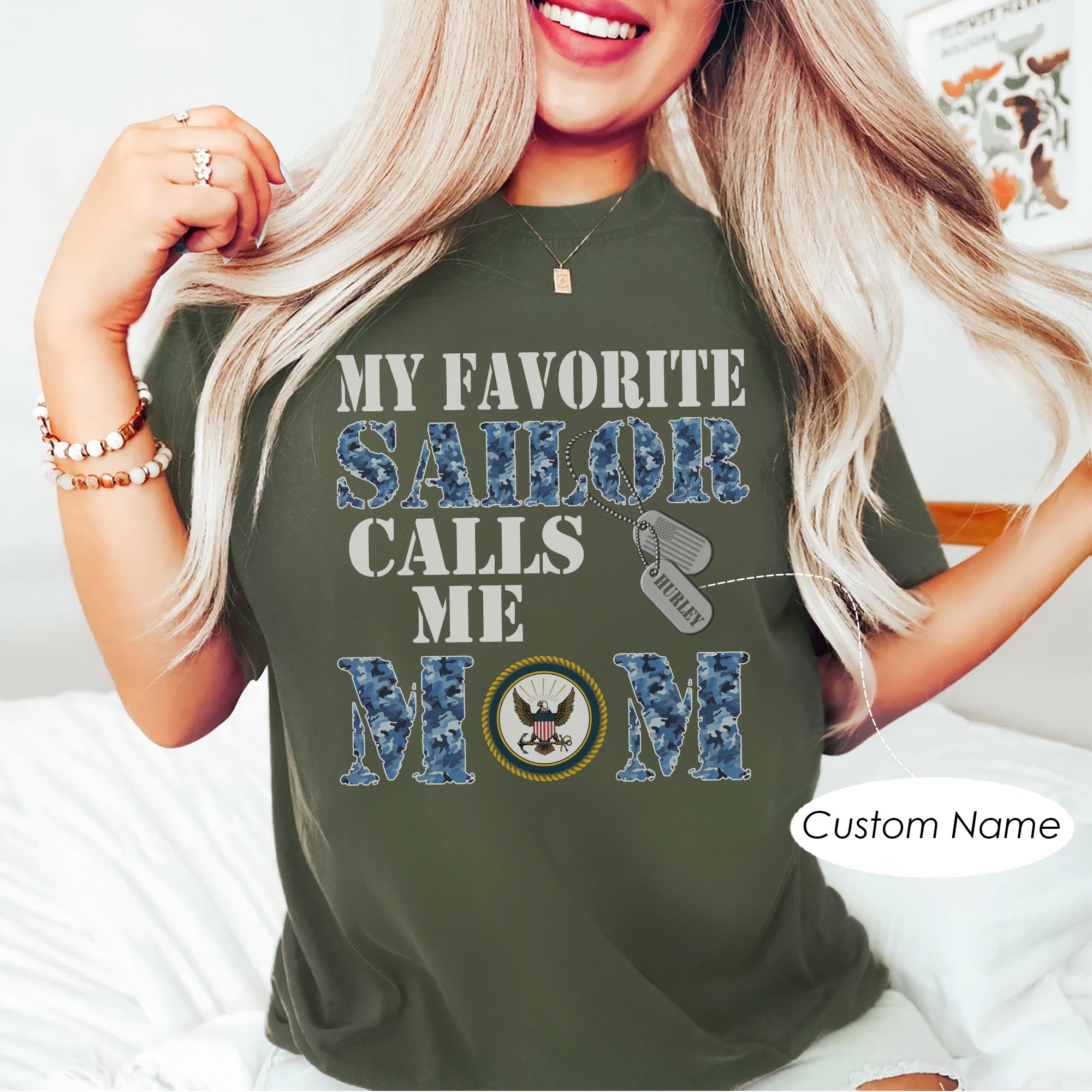 My Favorite Sailor Calls Me Mama US Navy Military Family Pride Personalized T-Shirt