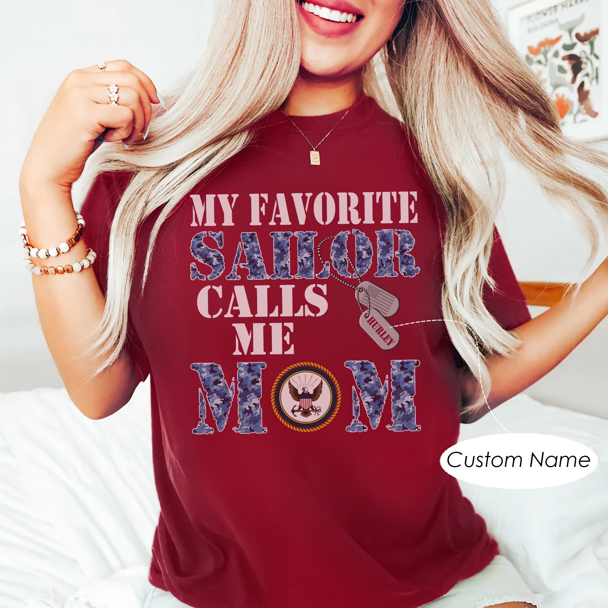 My Favorite Sailor Calls Me Mama US Navy Military Family Pride Personalized T-Shirt