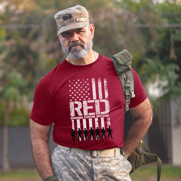 RED Remember Everyone Deployed US Military Support Veteran Patriotic Personalized T-Shirt