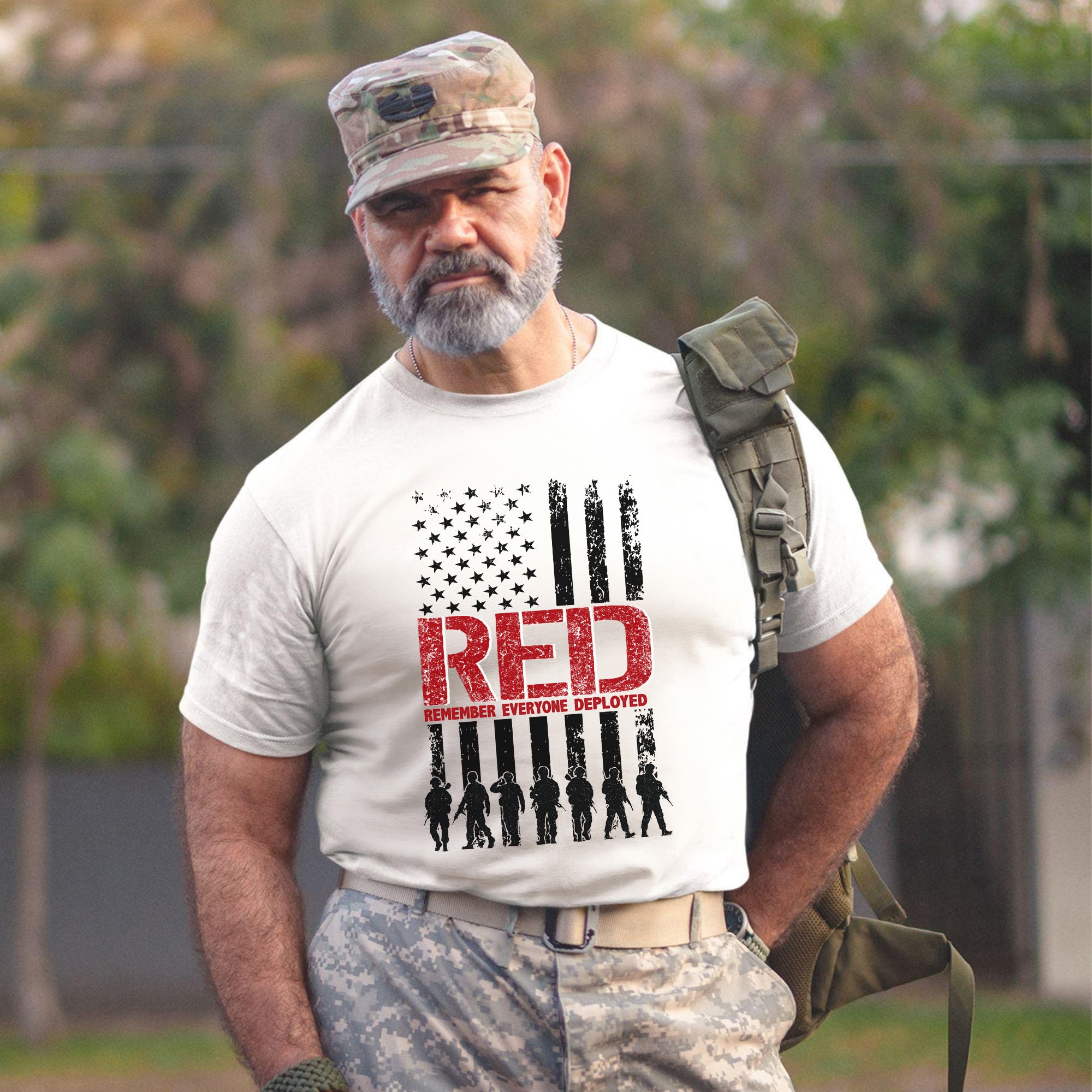 RED Remember Everyone Deployed US Military Support Veteran Patriotic Personalized T-Shirt