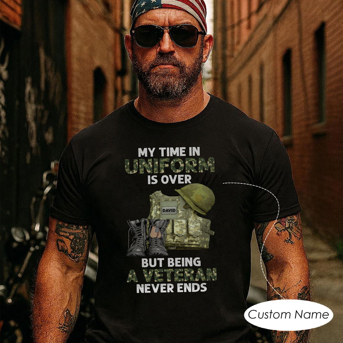 My Time in Uniform Is Over But Being a Veteran Never Ends US Military Pride Personalized T-Shirt