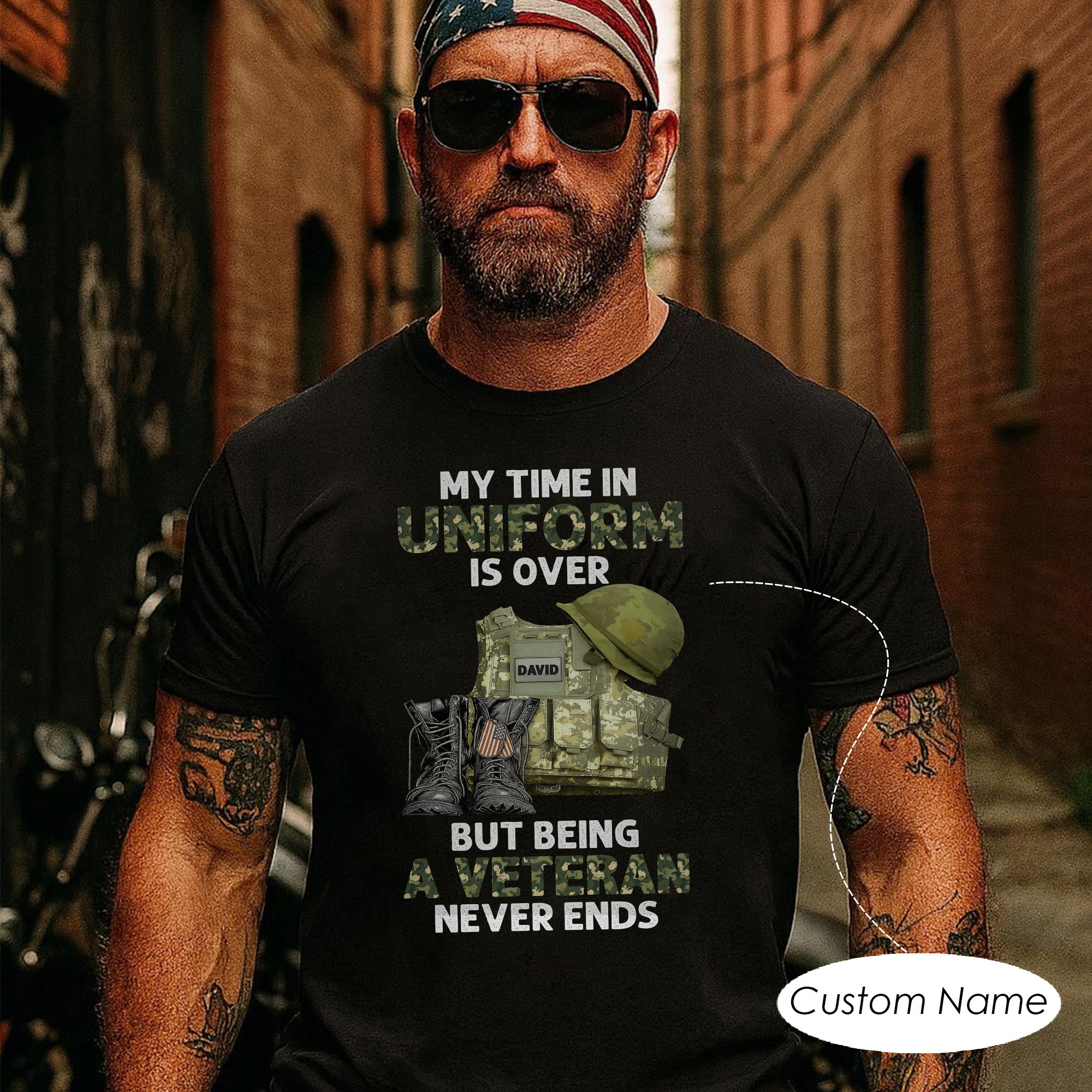 My Time in Uniform Is Over But Being a Veteran Never Ends US Military Pride Personalized T-Shirt