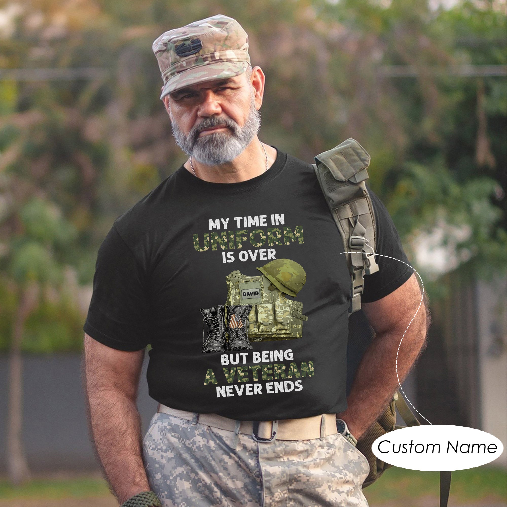 My Time in Uniform Is Over But Being a Veteran Never Ends US Military Pride Personalized T-Shirt