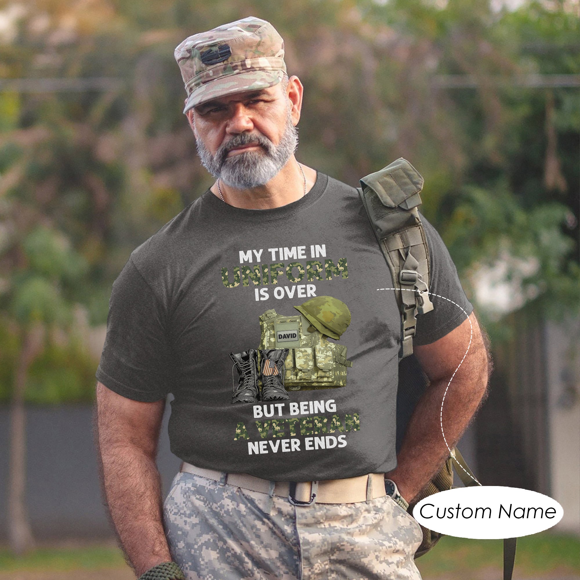 My Time in Uniform Is Over But Being a Veteran Never Ends US Military Pride Personalized T-Shirt