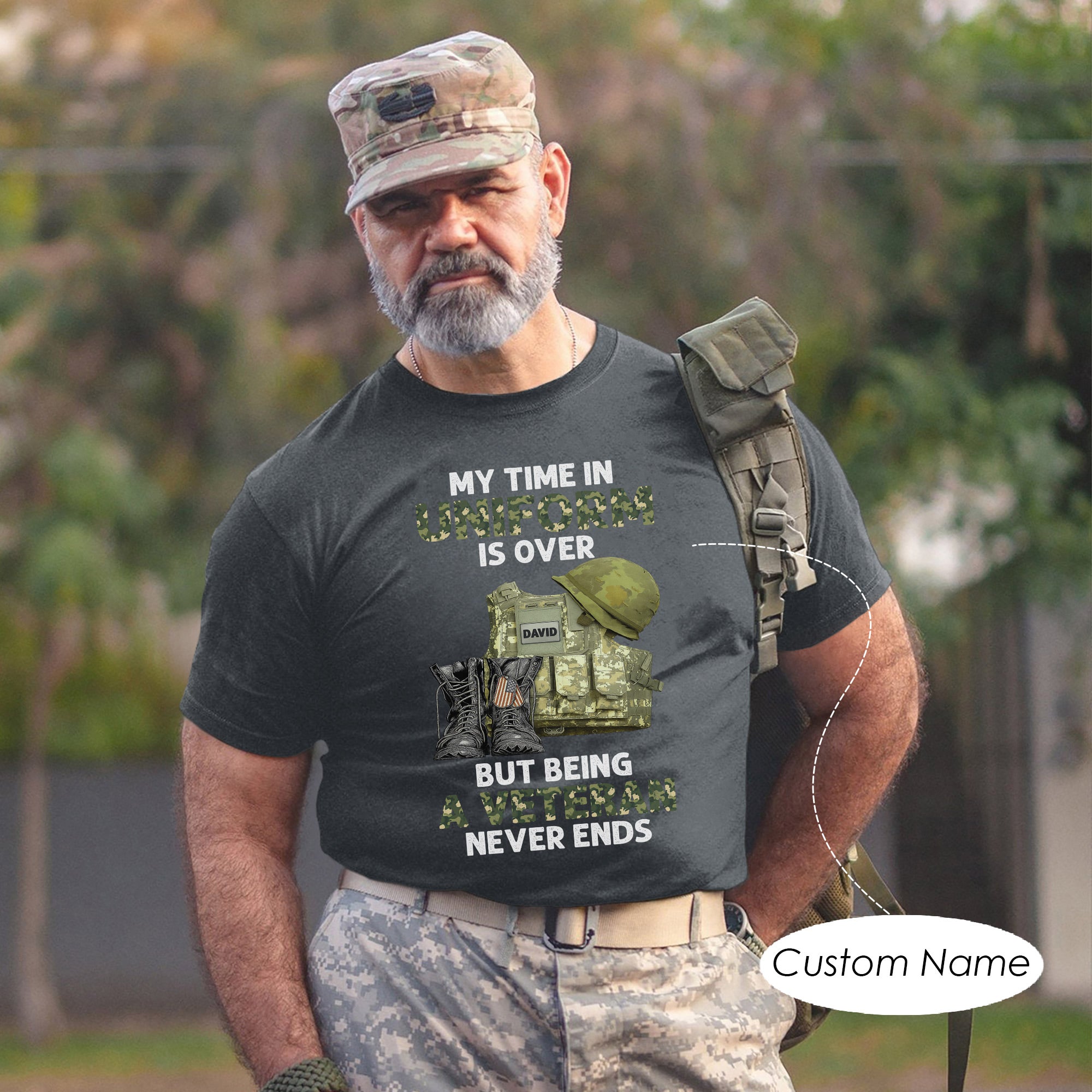My Time in Uniform Is Over But Being a Veteran Never Ends US Military Pride Personalized T-Shirt
