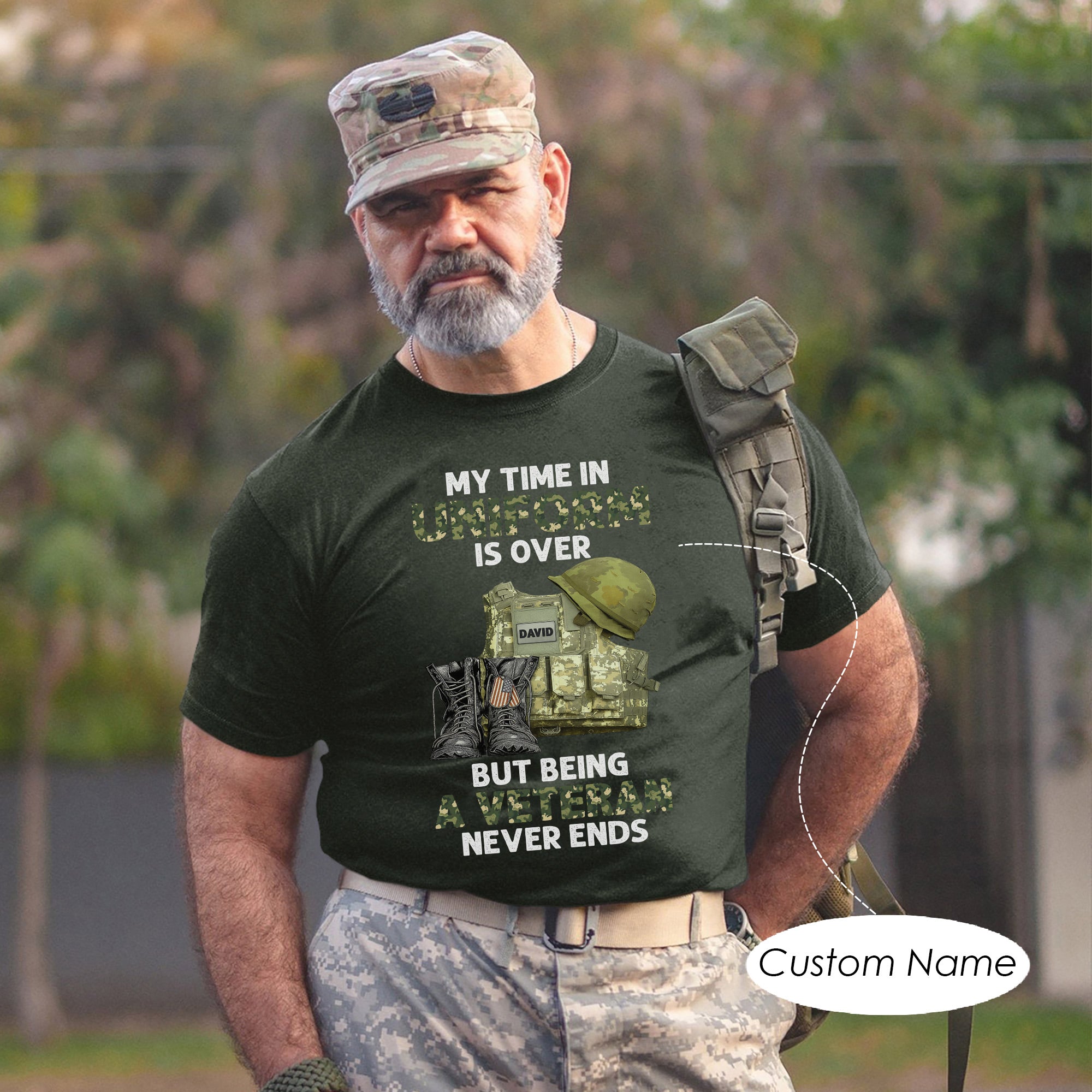 My Time in Uniform Is Over But Being a Veteran Never Ends US Military Pride Personalized T-Shirt