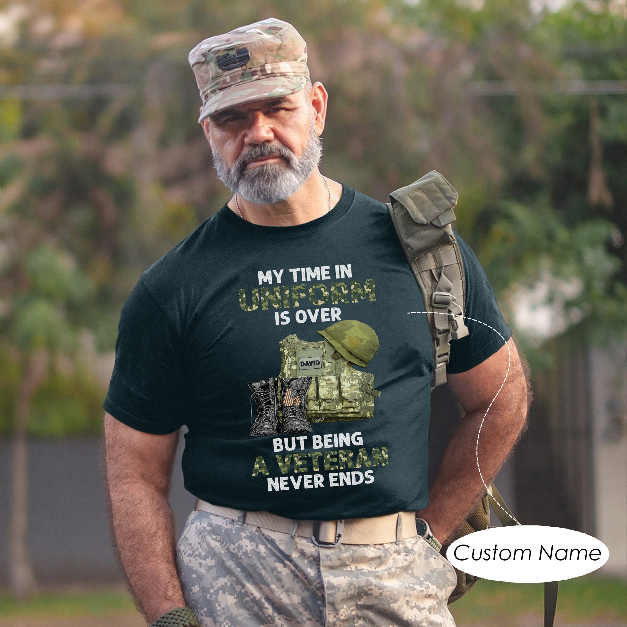 My Time in Uniform Is Over But Being a Veteran Never Ends US Military Pride Personalized T-Shirt