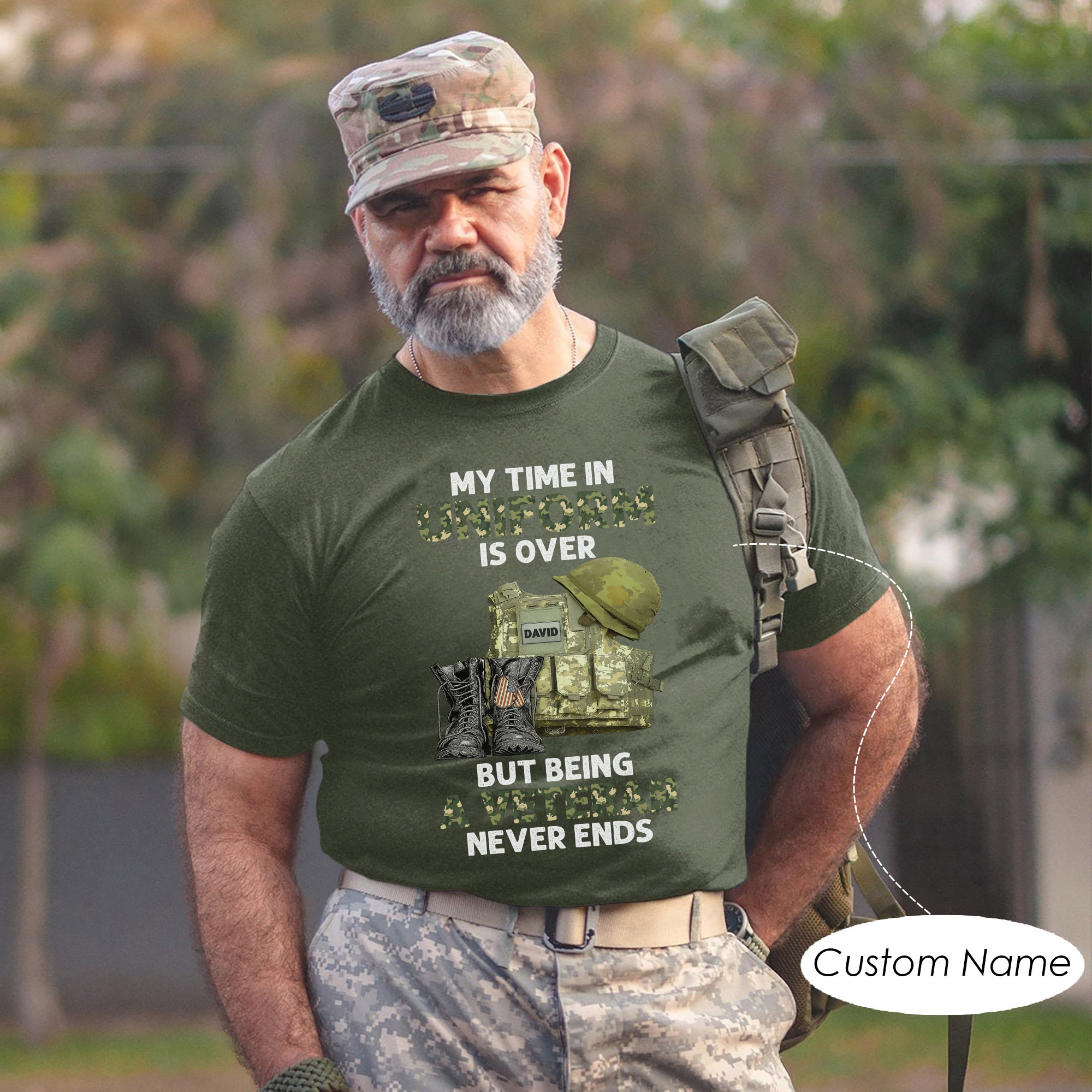 My Time in Uniform Is Over But Being a Veteran Never Ends US Military Pride Personalized T-Shirt