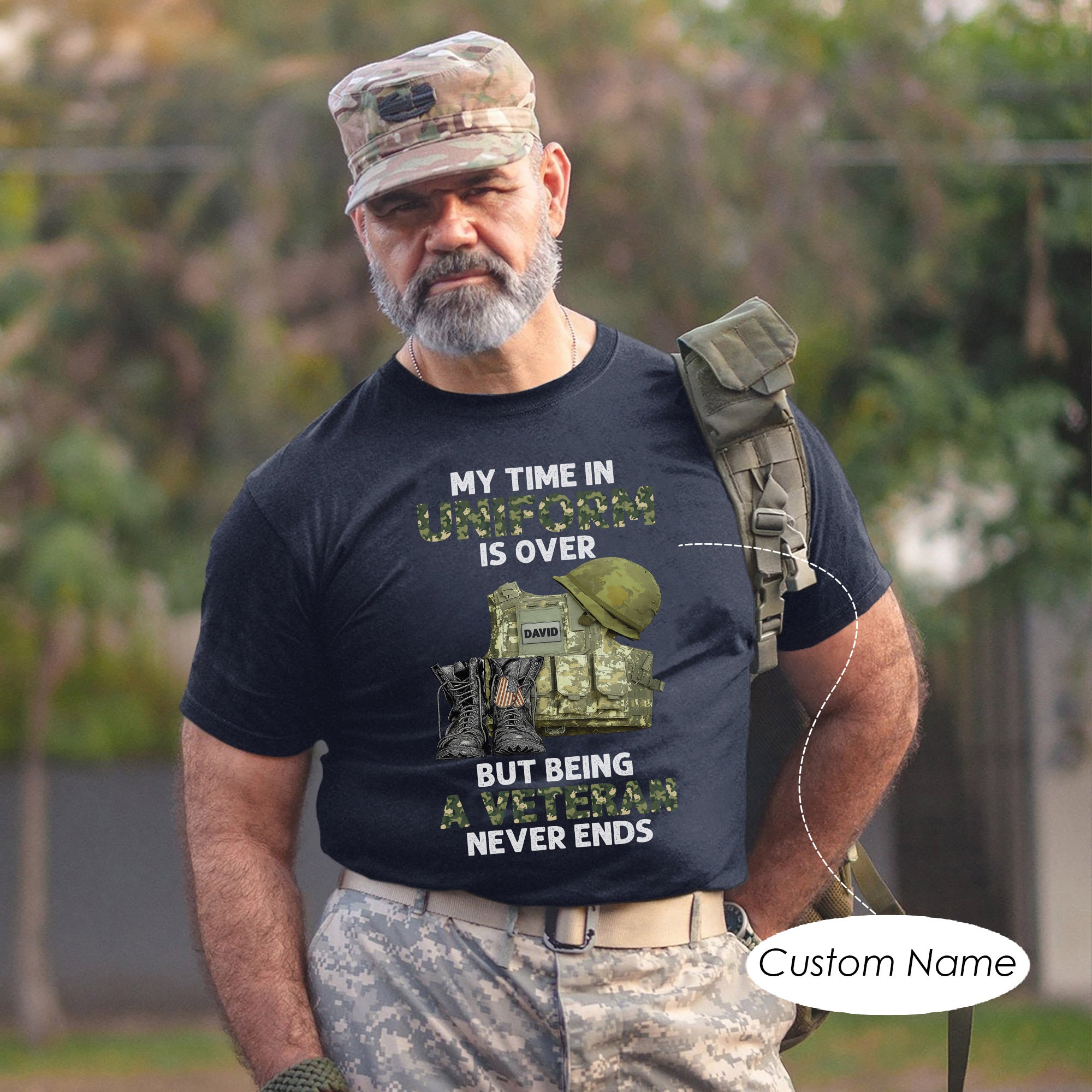 My Time in Uniform Is Over But Being a Veteran Never Ends US Military Pride Personalized T-Shirt