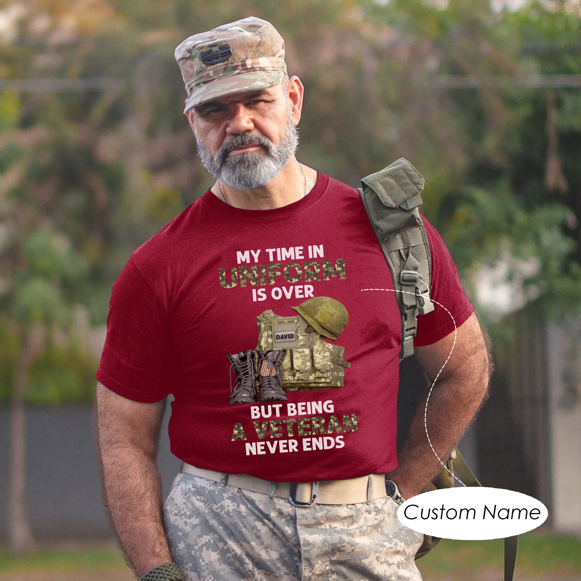 My Time in Uniform Is Over But Being a Veteran Never Ends US Military Pride Personalized T-Shirt