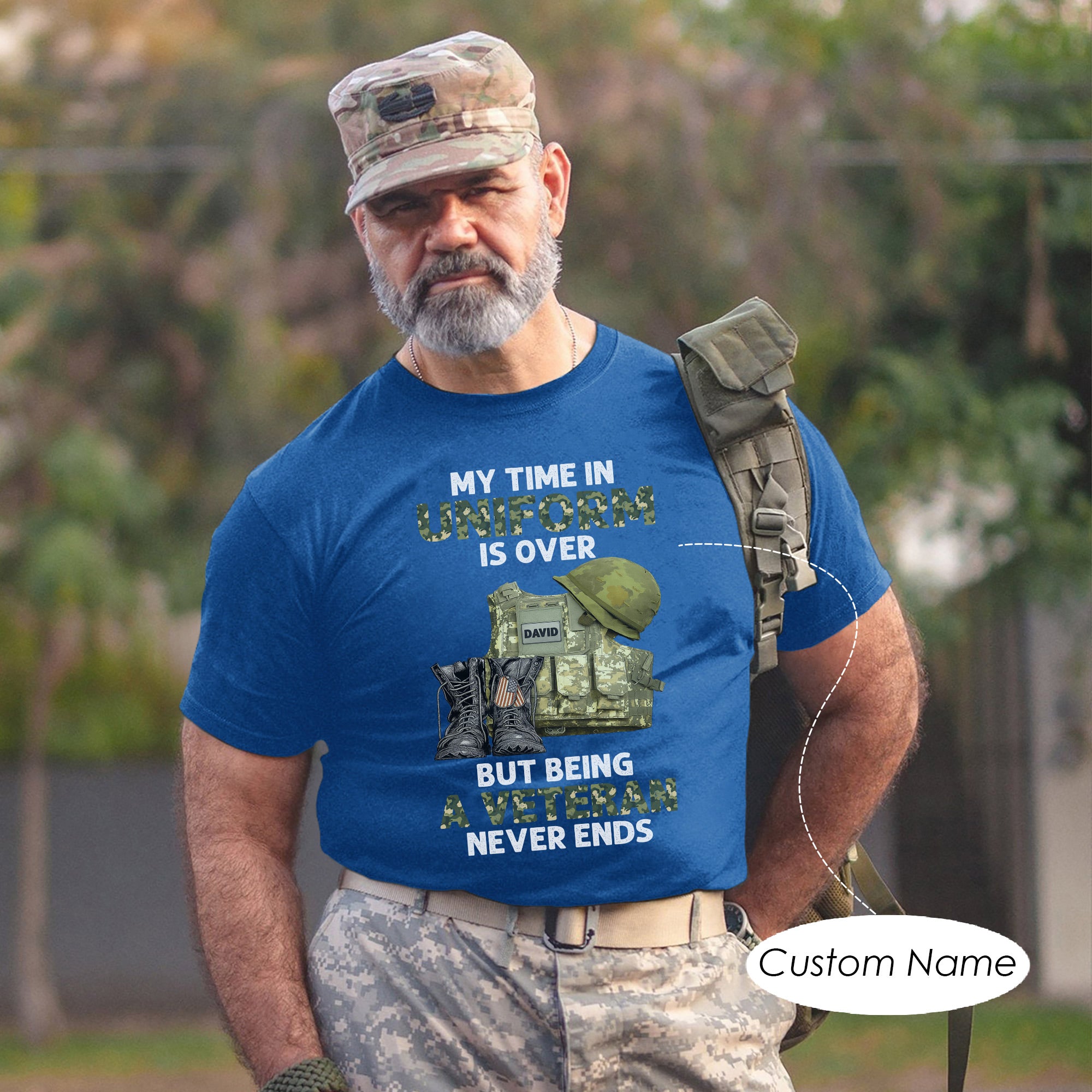 My Time in Uniform Is Over But Being a Veteran Never Ends US Military Pride Personalized T-Shirt
