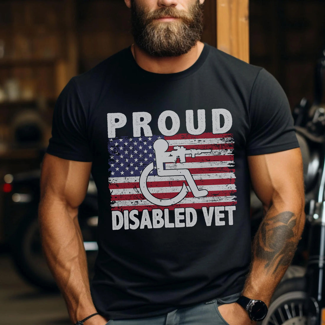 Proud Disabled Vet US Military Service Pride American Veteran Support and Honor T-Shirt