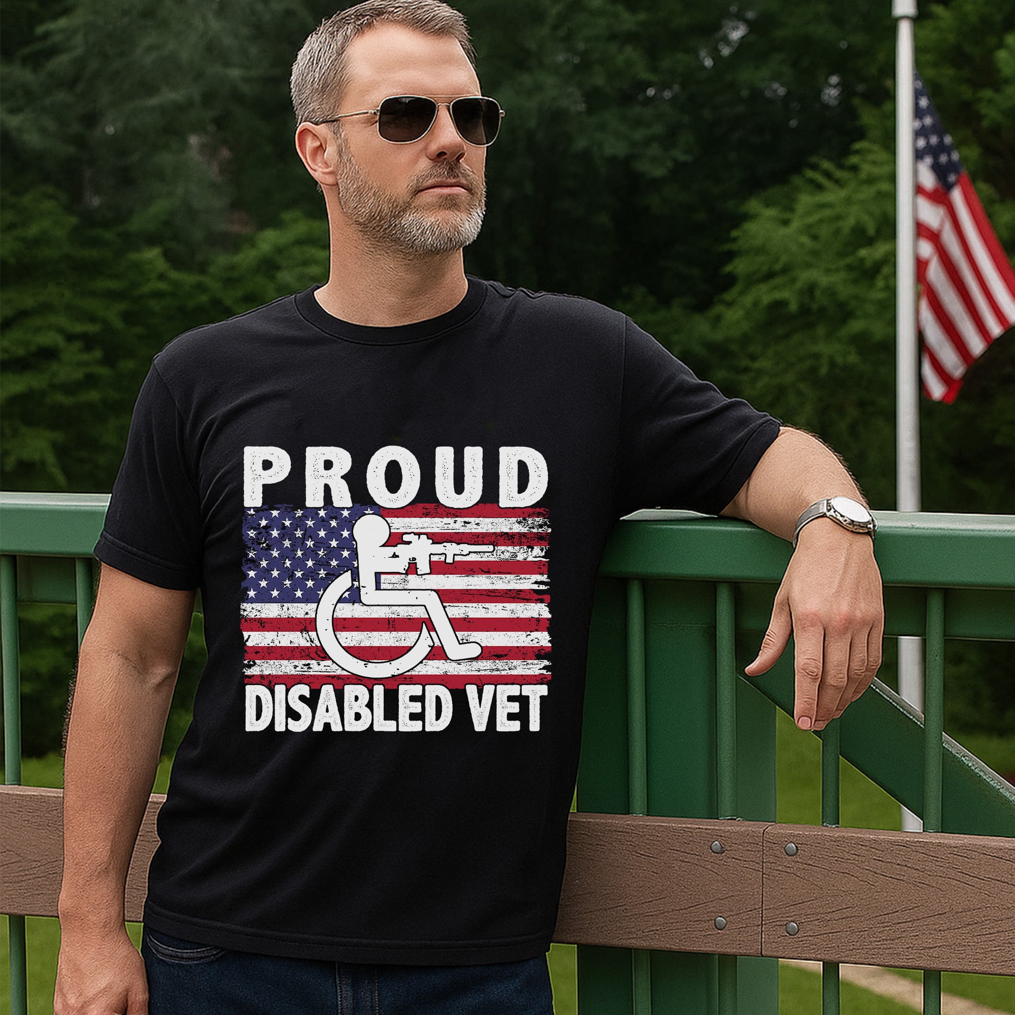 Proud Disabled Vet US Military Service Pride American Veteran Support and Honor T-Shirt