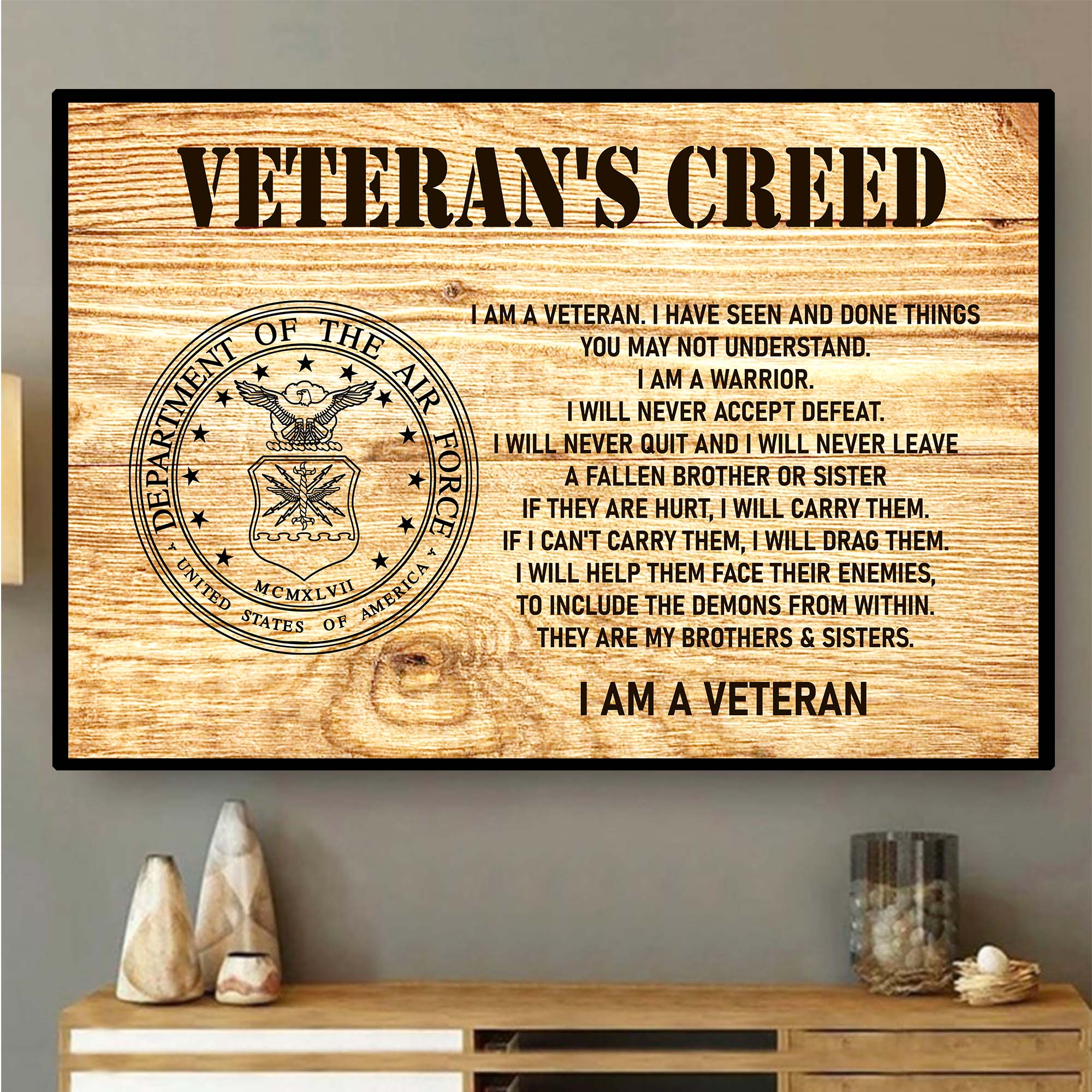 Veteran’s Creed I Am a US Veteran Military Patriotic Statement Honoring Service Pride Poster