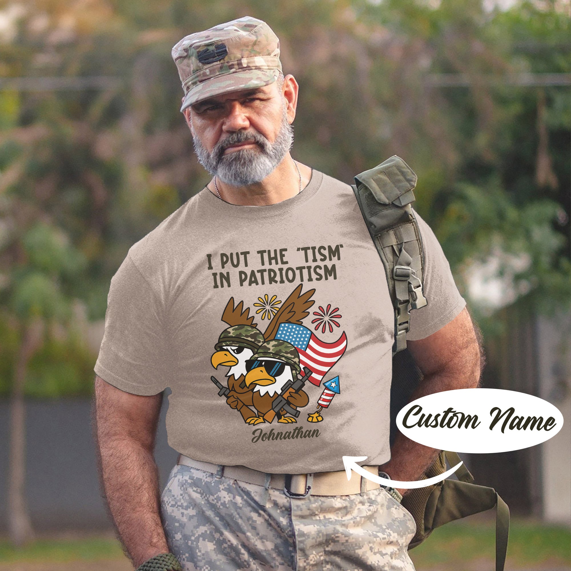 I Put the Tism in Patriotism Funny Veteran US Military Patriotic Humor Personalized T-Shirt