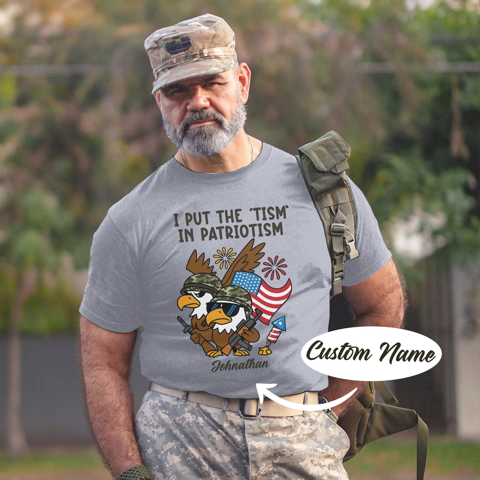 I Put the Tism in Patriotism Funny Veteran US Military Patriotic Humor Personalized T-Shirt
