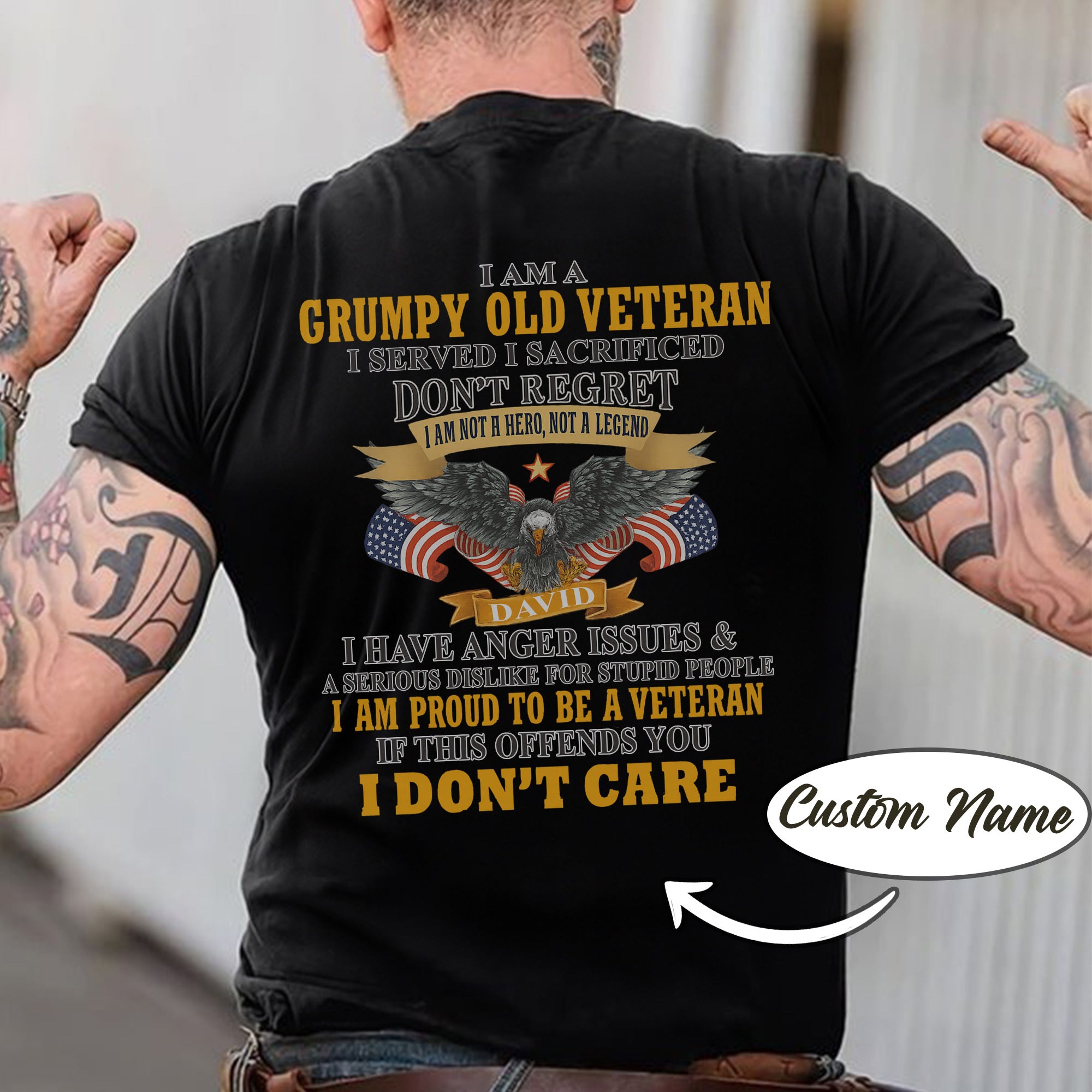 I Am a Grumpy Old Veteran I Am Proud to Be a Veteran US Military Patriotic Personalized T-Shirt