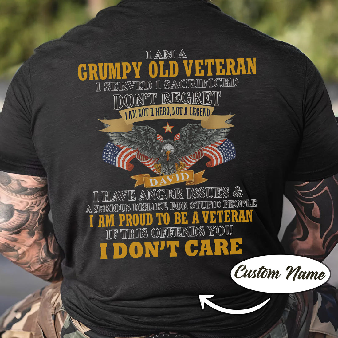 I Am a Grumpy Old Veteran I Am Proud to Be a Veteran US Military Patriotic Personalized T-Shirt